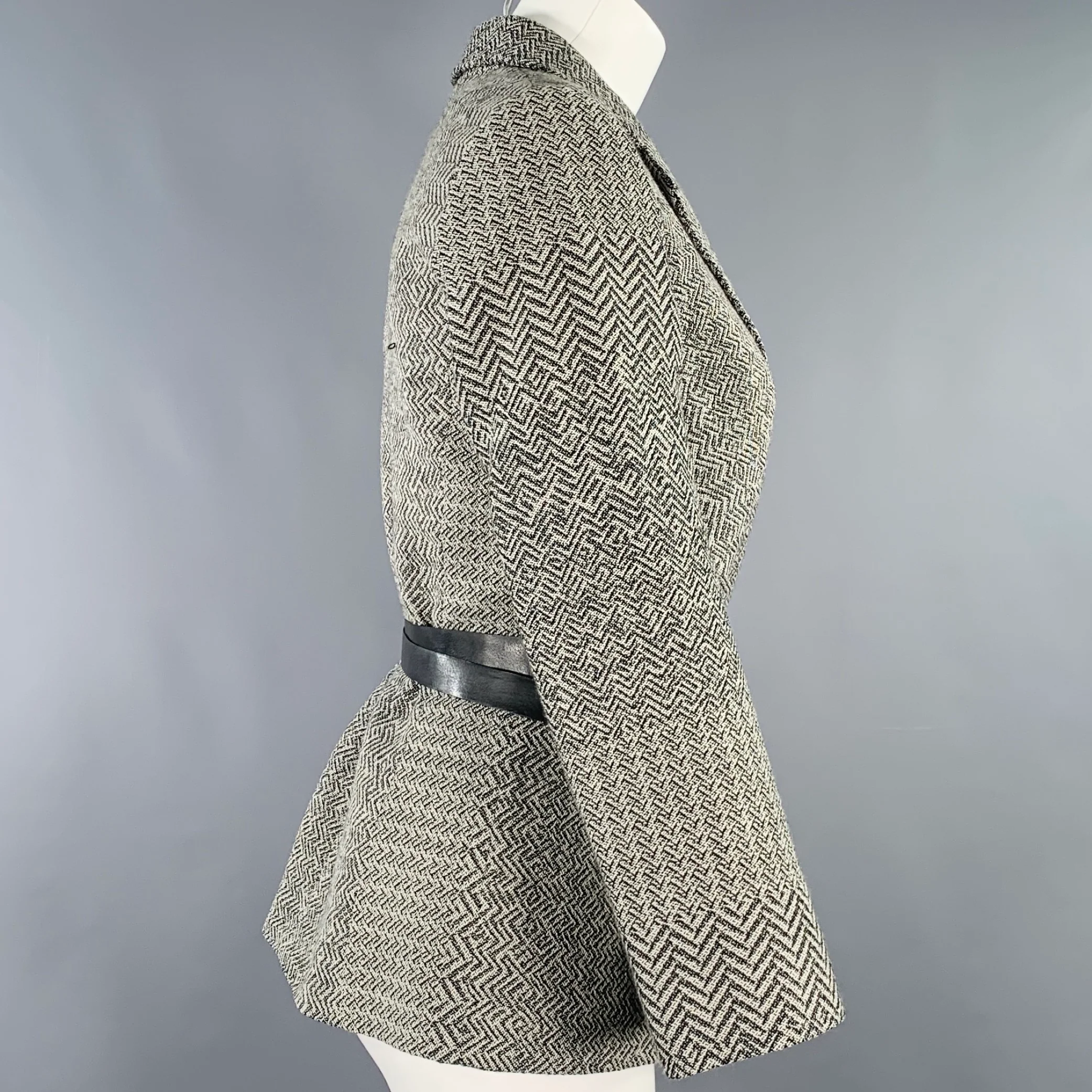KENZO Size S Black White Wool Chevron Deconstructed Jacket Blazer - Image 3