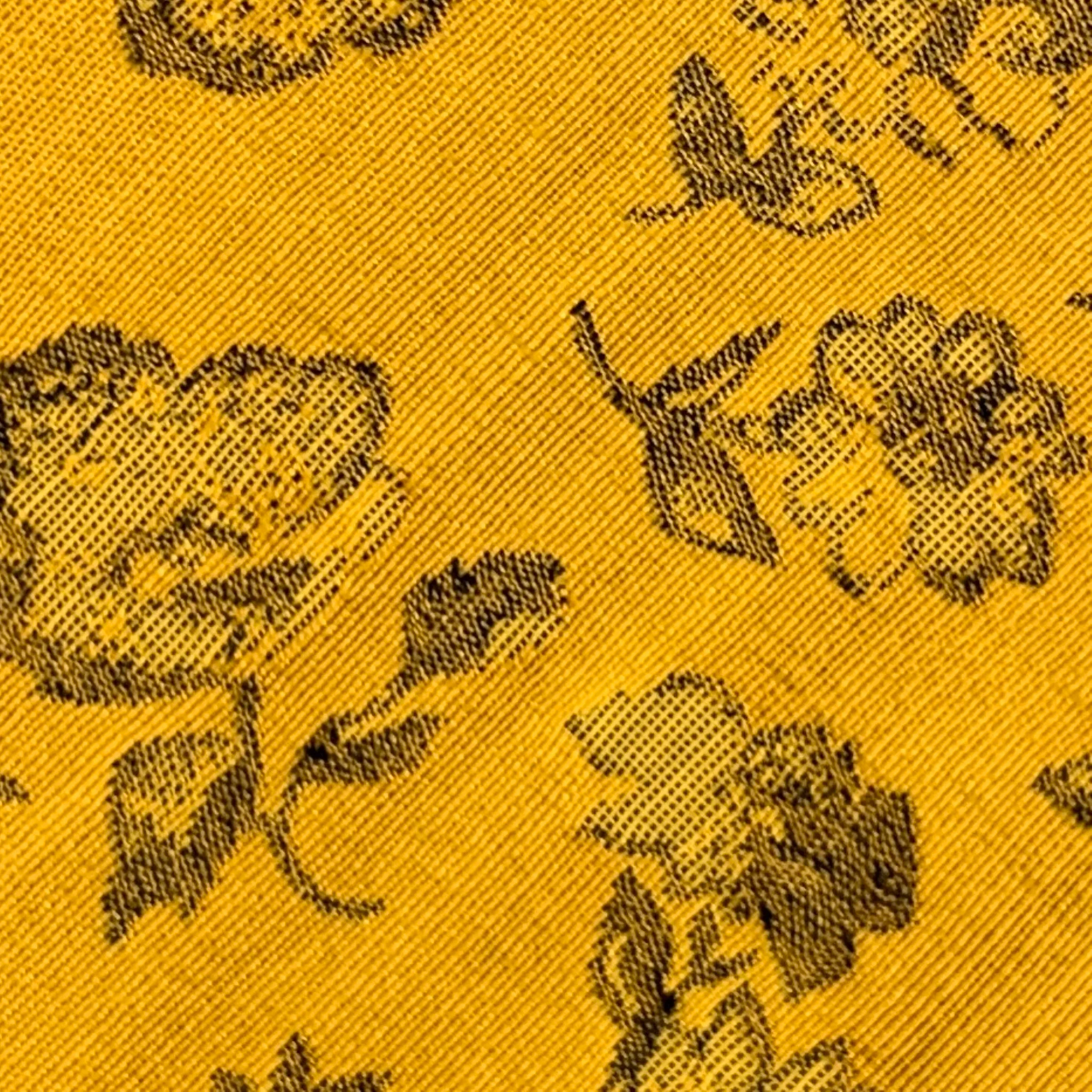 KENZO Yellow Brown Floral Wool Silk Tie - Image 3