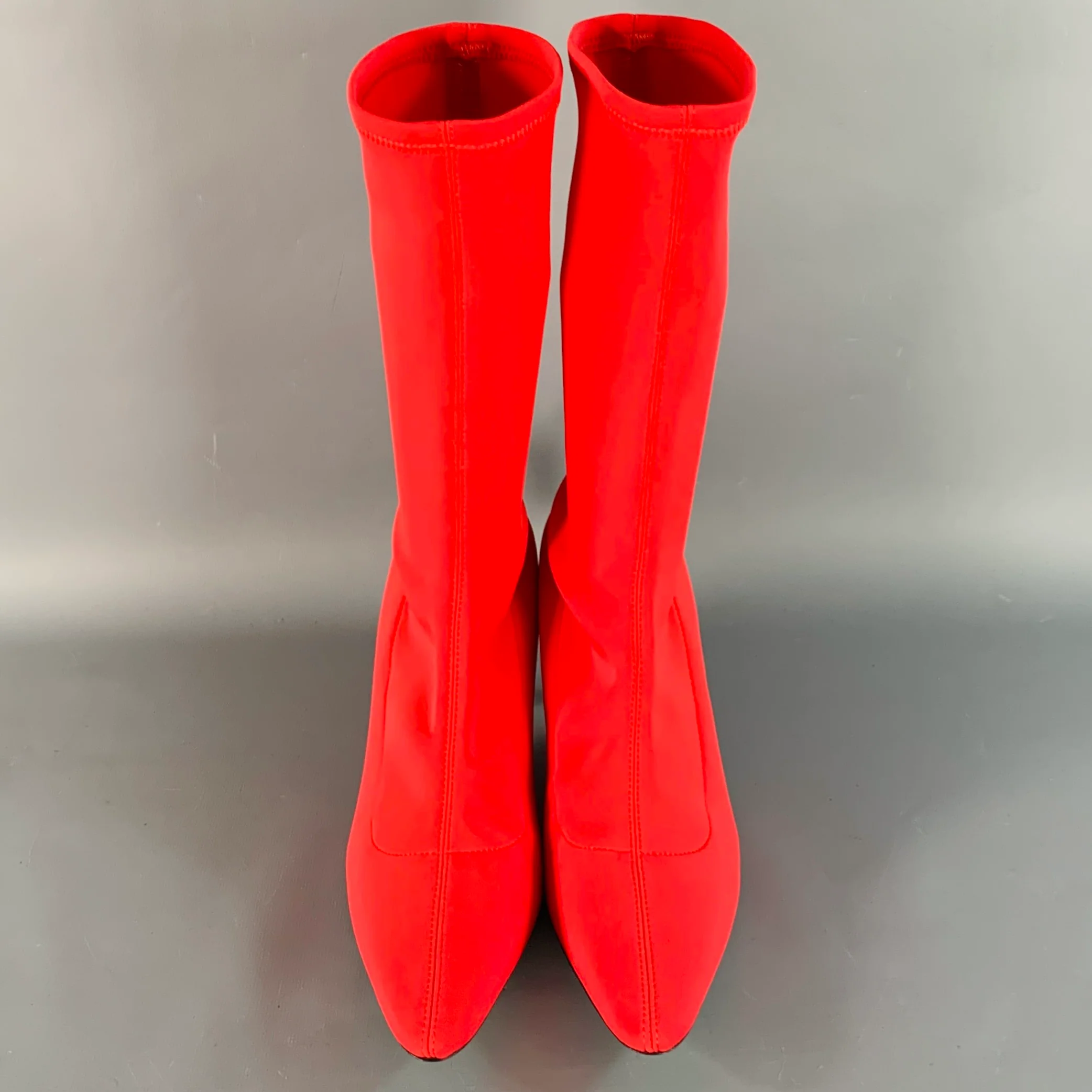 KHAITE Size 9.5 Taylor Red Neoprene Pull On Kitten Heel Sock Boots - Image 4