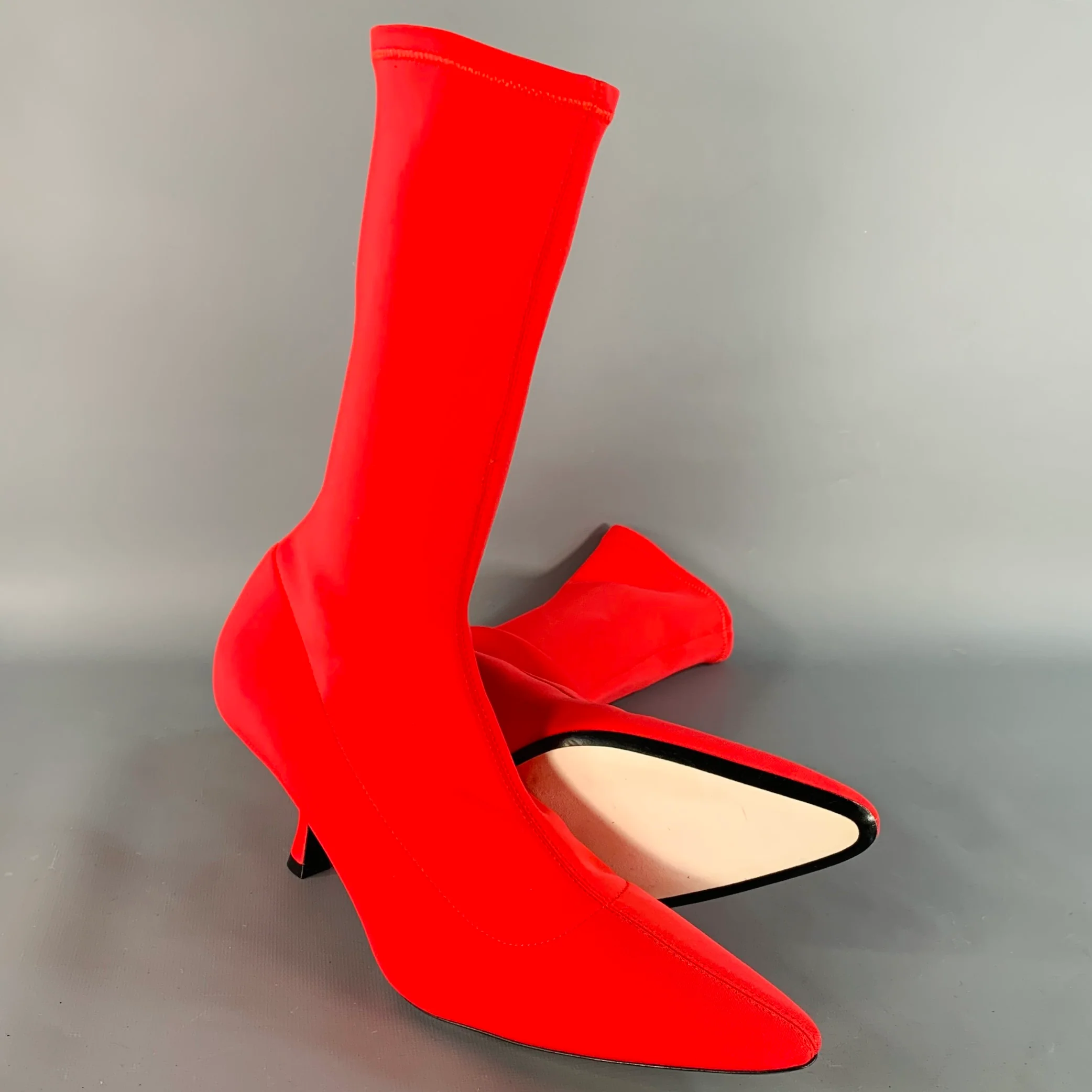 KHAITE Size 9.5 Taylor Red Neoprene Pull On Kitten Heel Sock Boots - Image 5