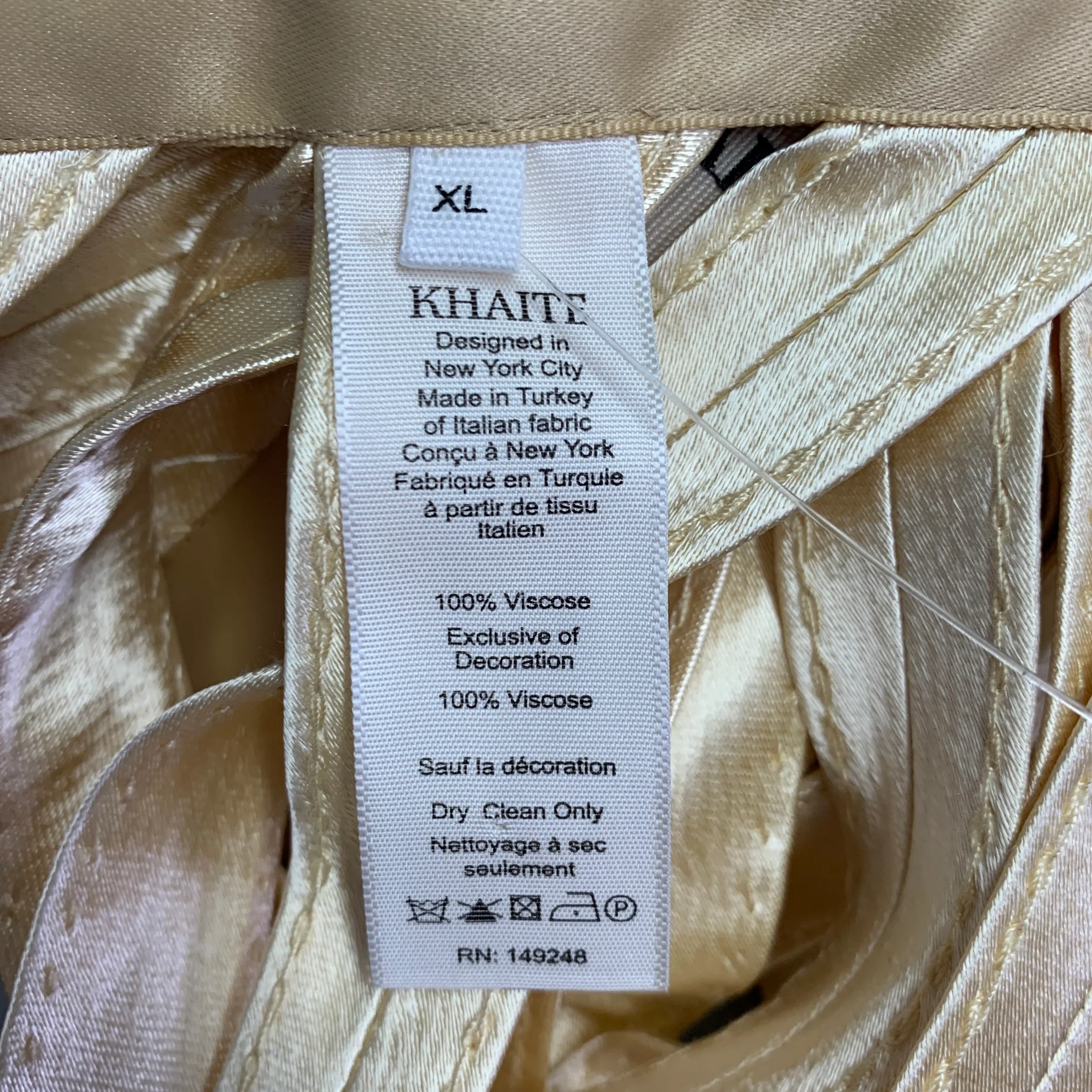 KHAITE Size XL Sukey Gold Viscose Satin Straps Harness Dress Top - Image 7