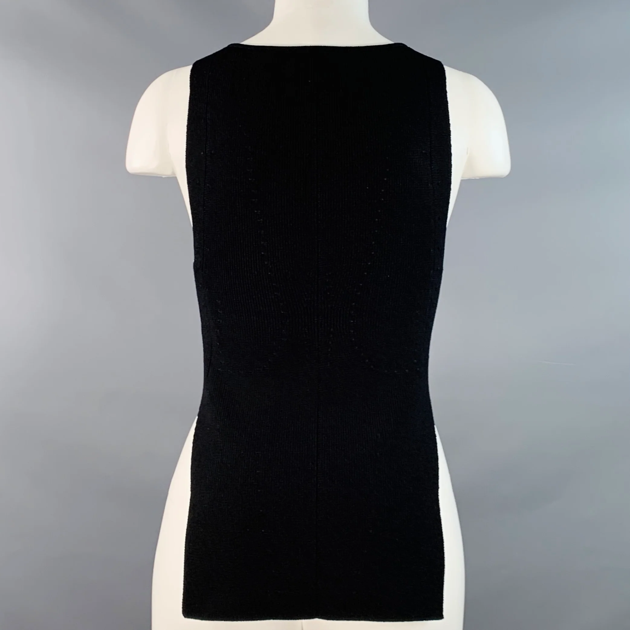 KHAITE Size XS Black Viscose Blend Rib Knit Sleeveless Casual Top - Image 3