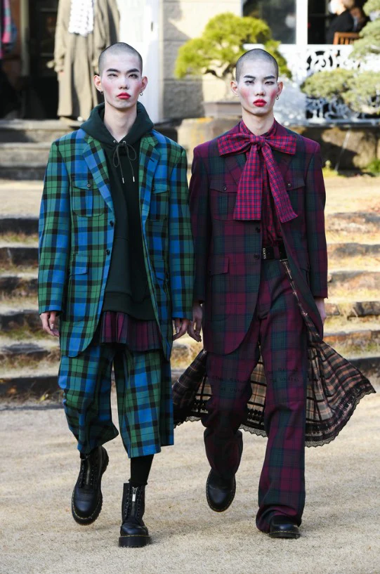 KIDILL AW22 Size 36 Green Blue Black Plaid Oversized Polyester Blend Shorts Suit - Image 2