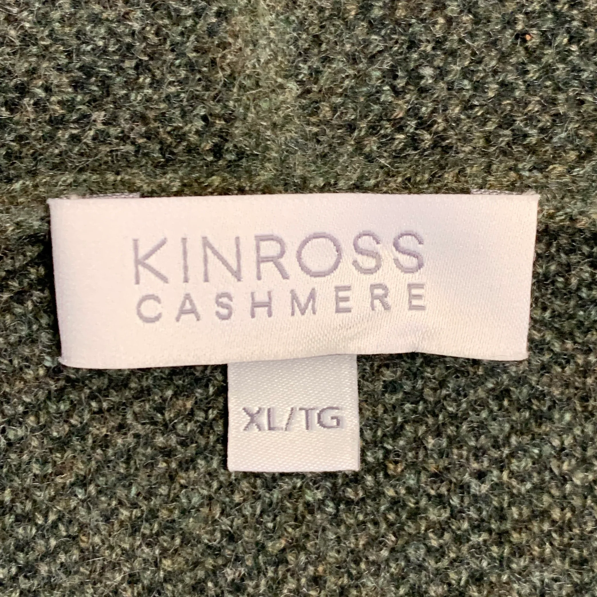 KINROSS Size XL Green Olive Cashmere Shawl Collar Open Front Cardigan - Image 4