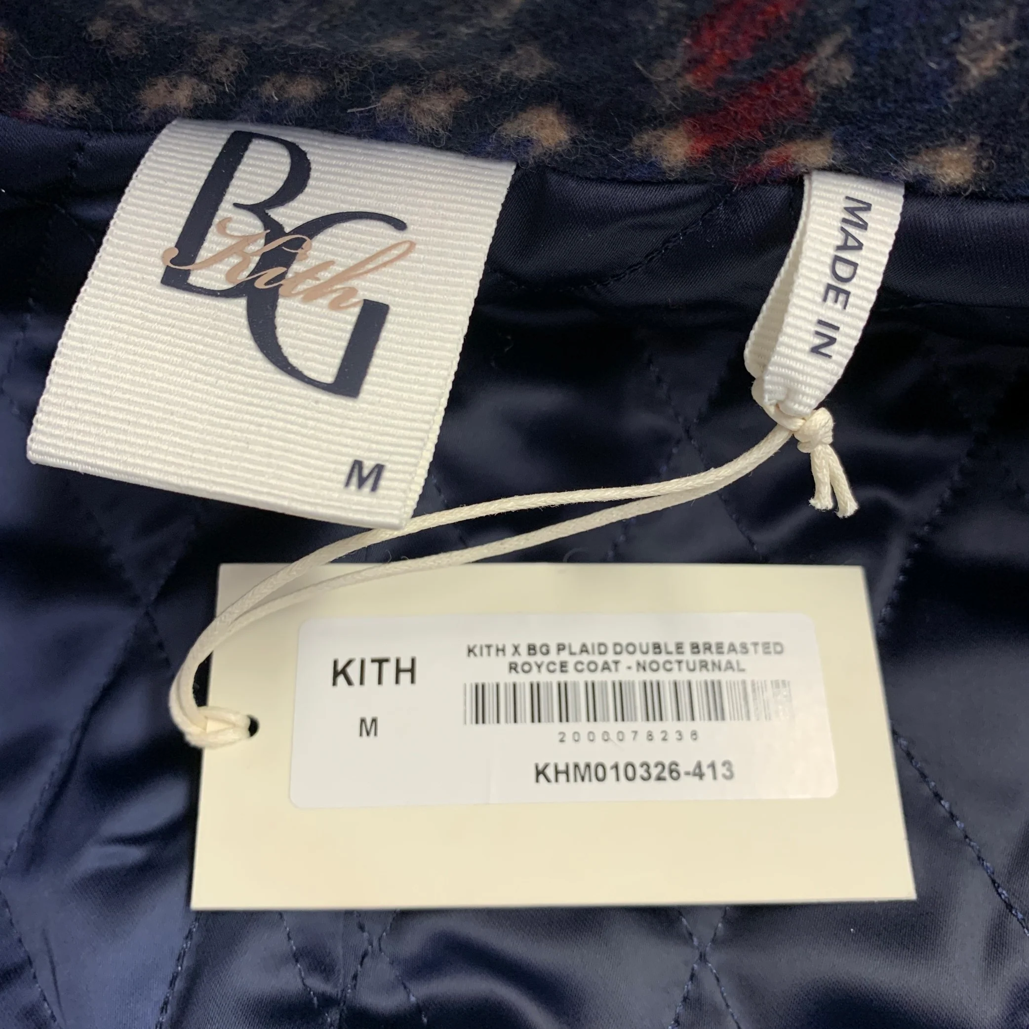 KITH Size M Navy Red Beige Plaid Wool Blend Double Breasted Coat - Image 6