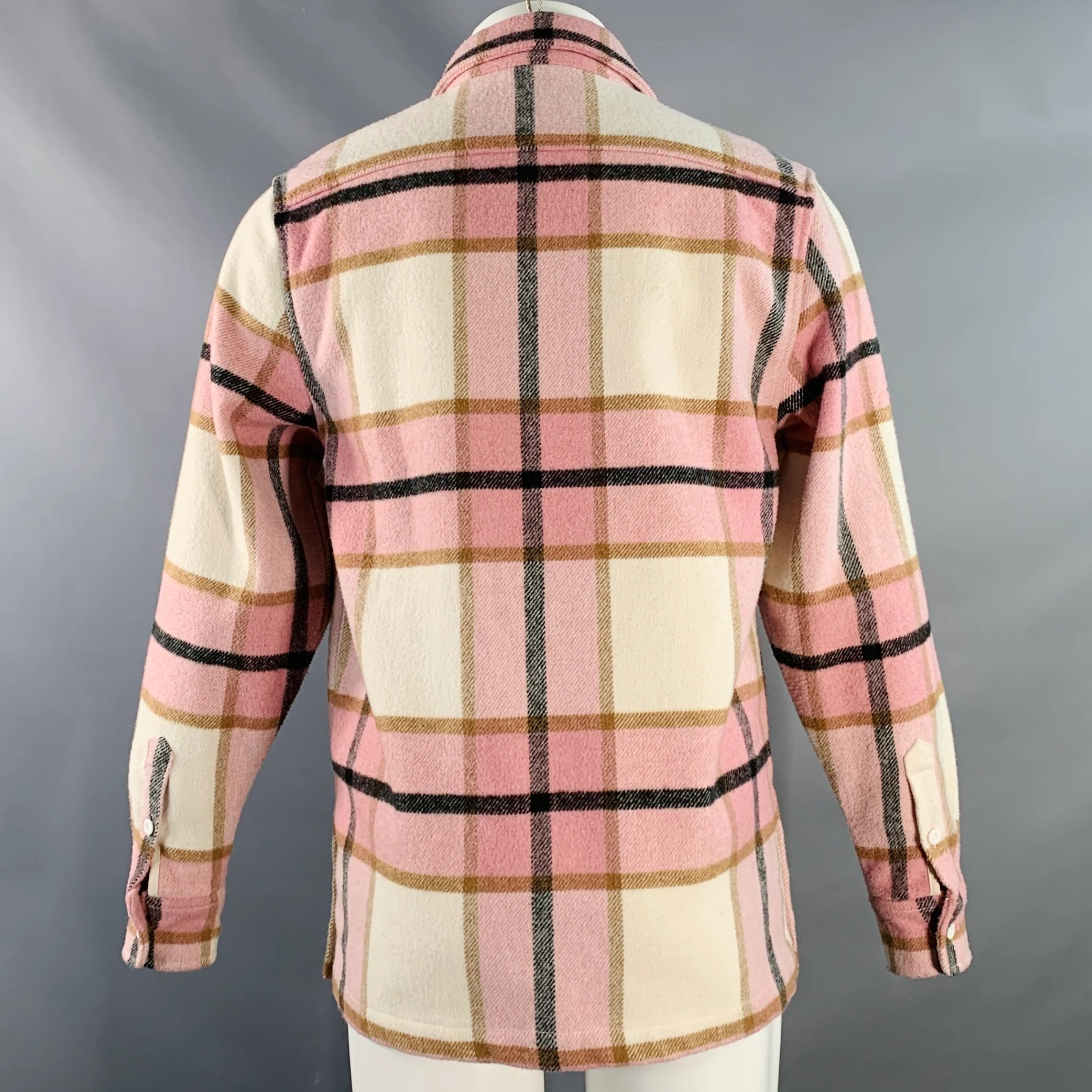 KITH Size XS Pink Black White Plaid Cotton Long Sleeve Shirt Jacket - Image 4