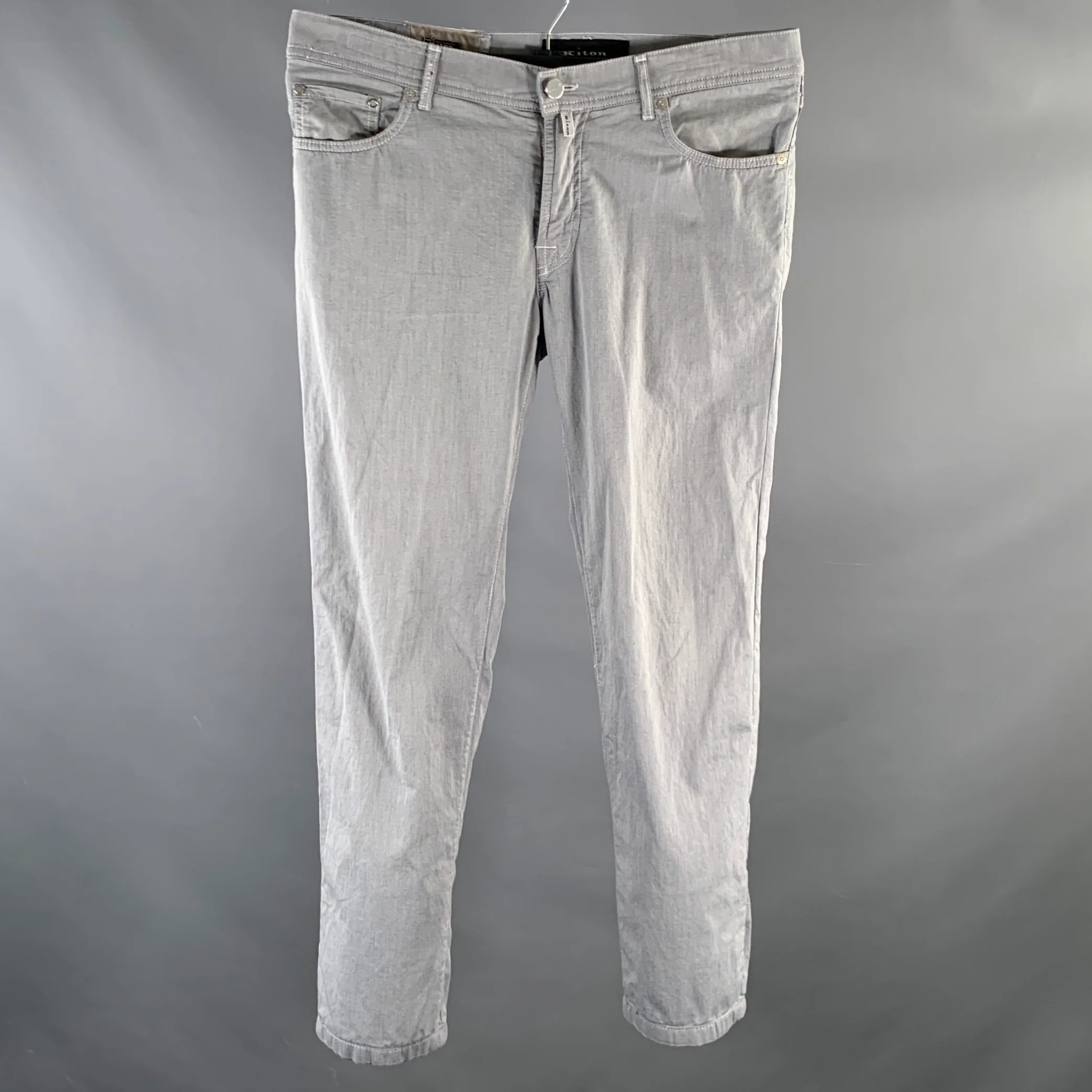 KITON Size 34 Gray Cotton Blend Slim Cut Casual Pants