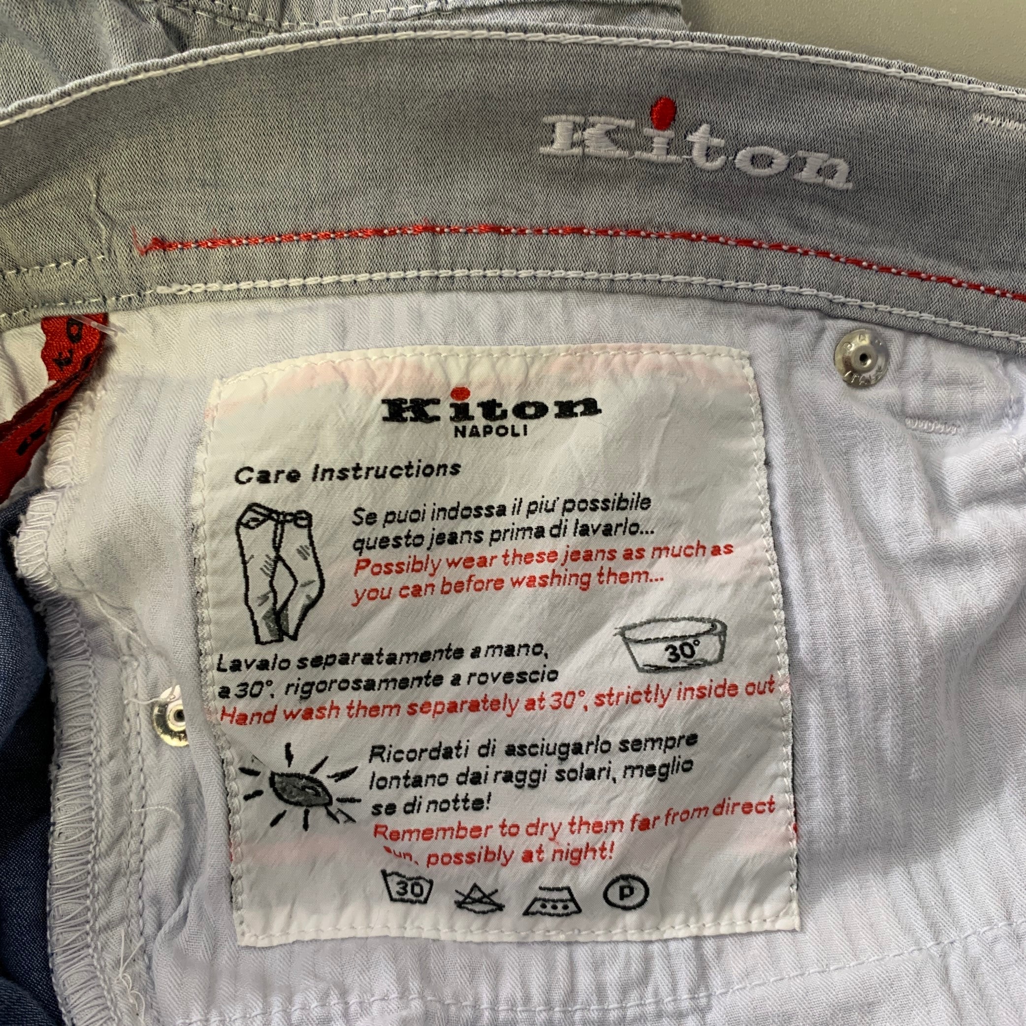 KITON Size 34 Gray Cotton Blend Slim Cut Casual Pants - Image 5