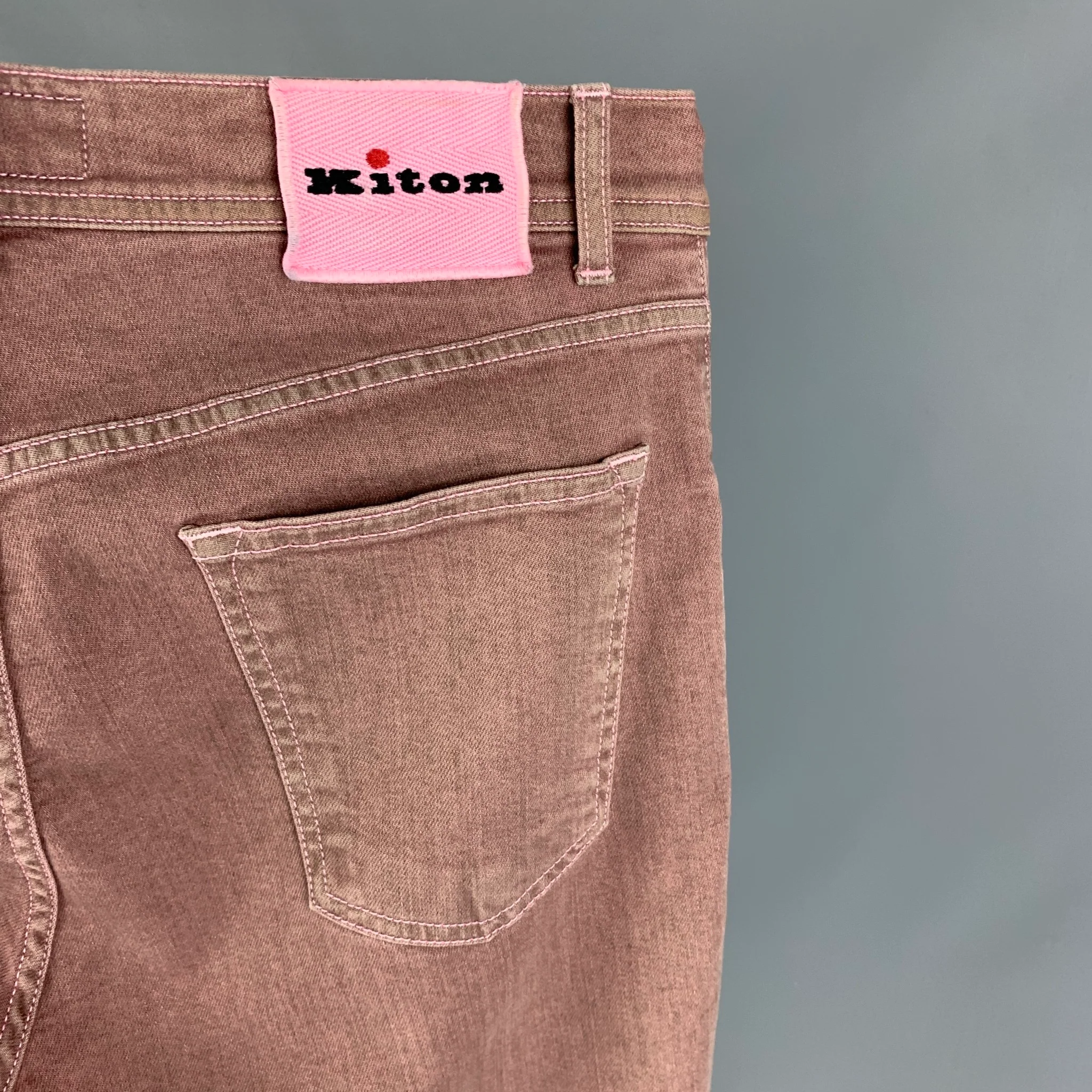 KITON Size 34 Pink Grey Heather Cotton Jeans - Image 3