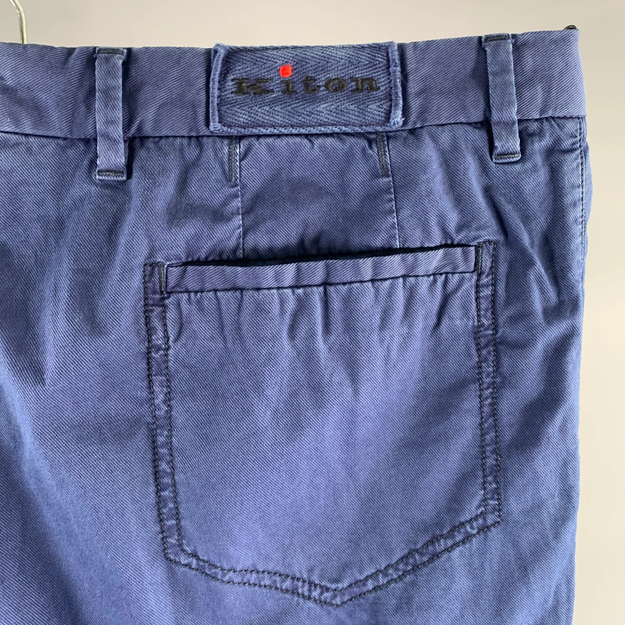 KITON Size 36 Navy Cotton Blend Button Fly Casual Pants - Image 4