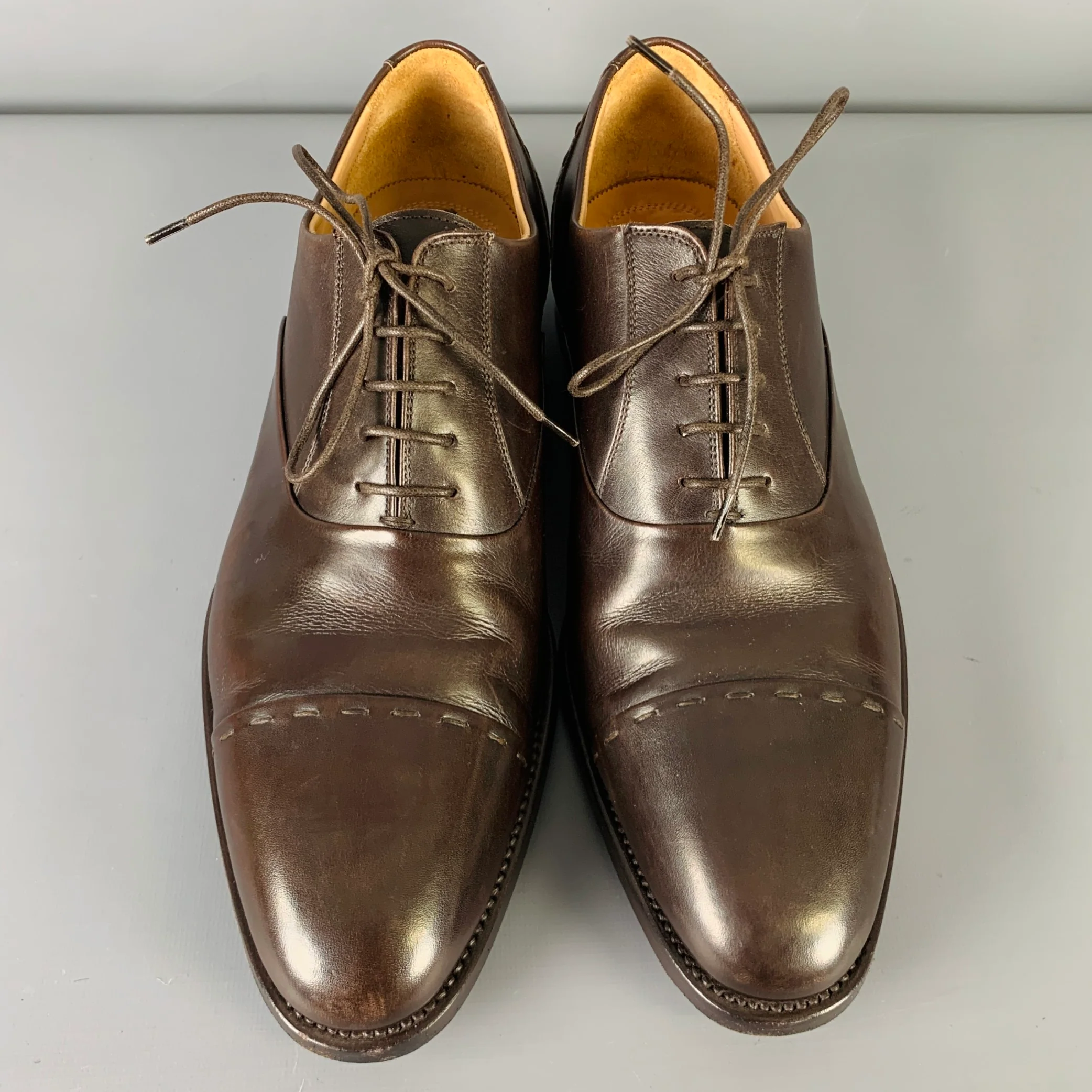 KITON Size 8.5 Brown Leather Oxford Lace-Up Shoes - Image 4