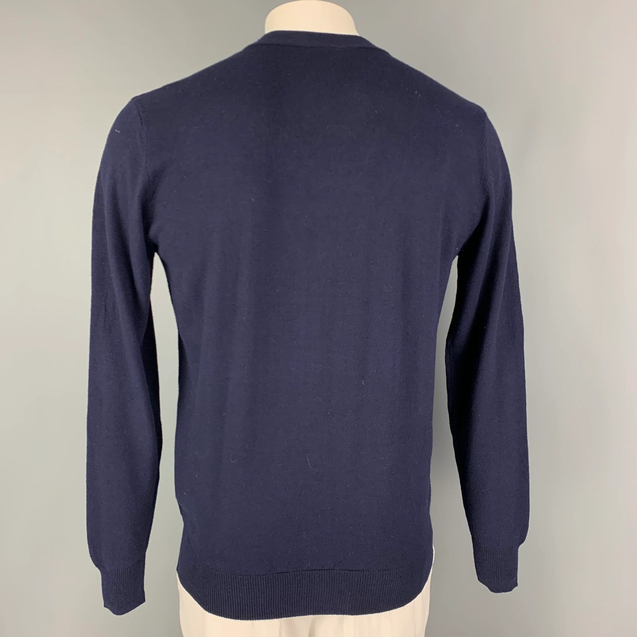 KITON Size L Navy Cashmere Silk V-Neck Cardigan - Image 3