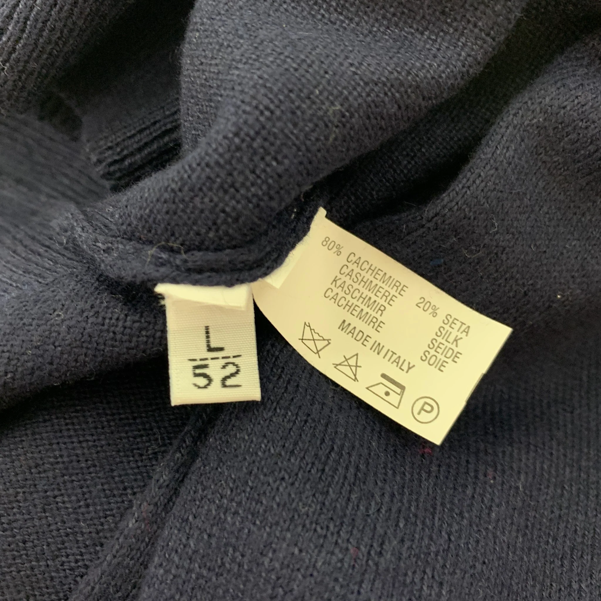 KITON Size L Navy Cashmere Silk V-Neck Cardigan - Image 4