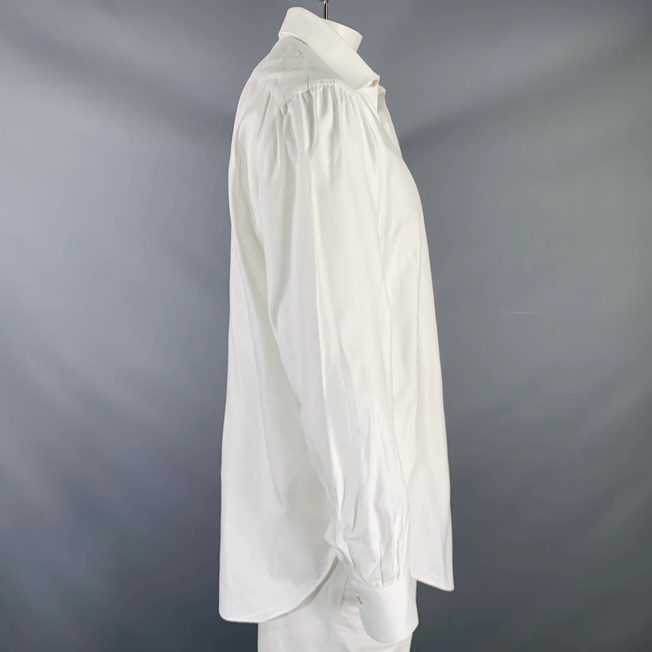 KITON Size L White Cotton Button Up Long Sleeve Shirt - Image 2