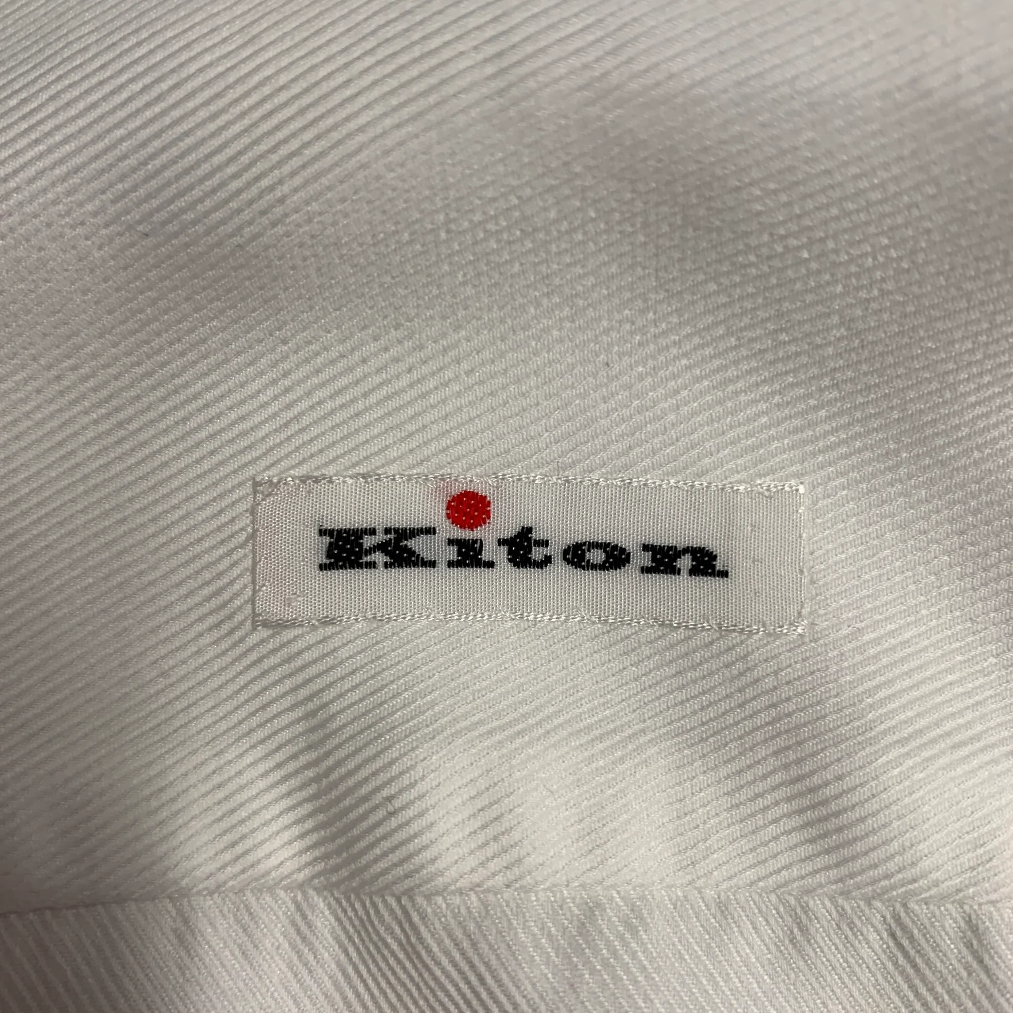 KITON Size L White Cotton Button Up Long Sleeve Shirt - Image 4