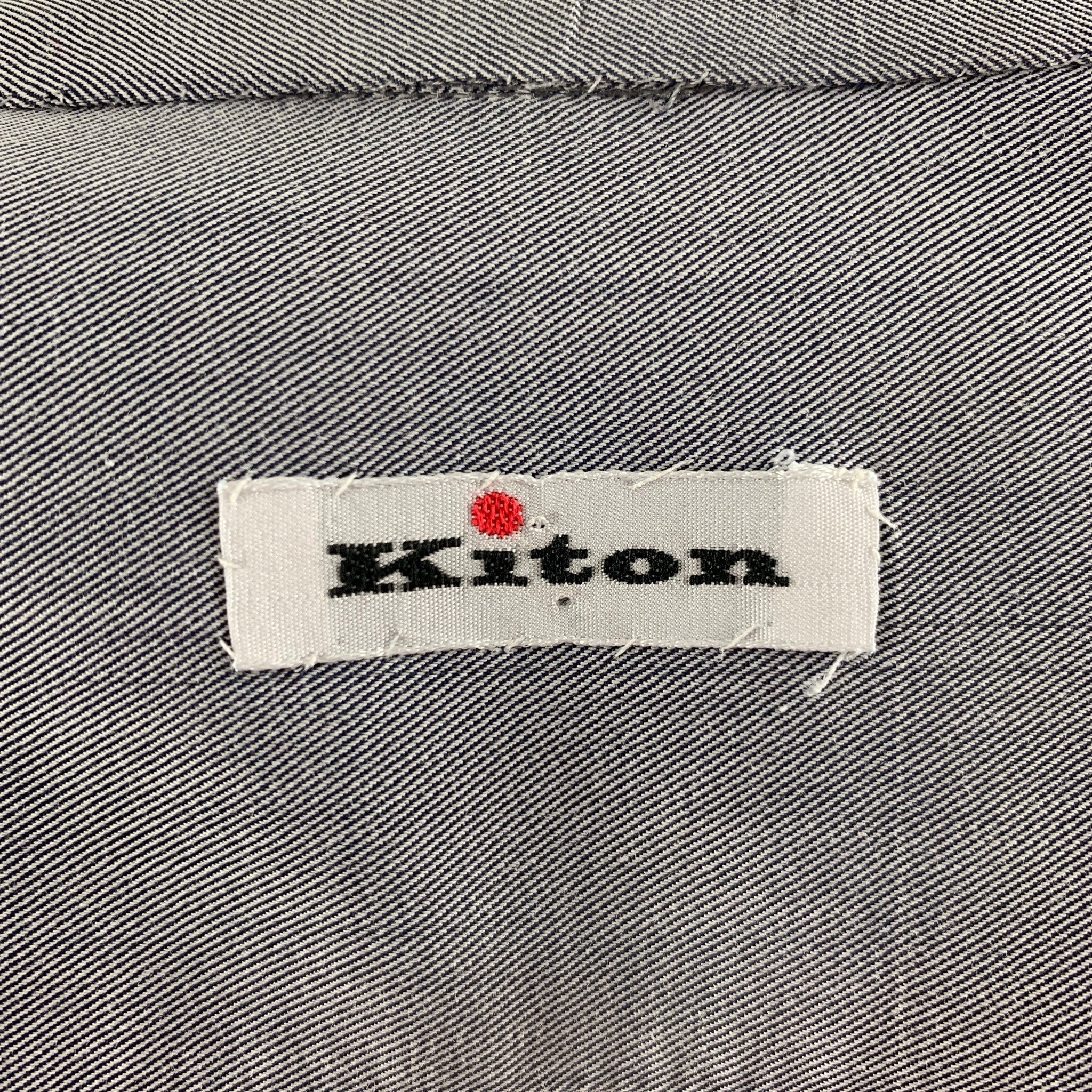 KITON Size M Grey Cotton Long Sleeve Shirt - Image 5