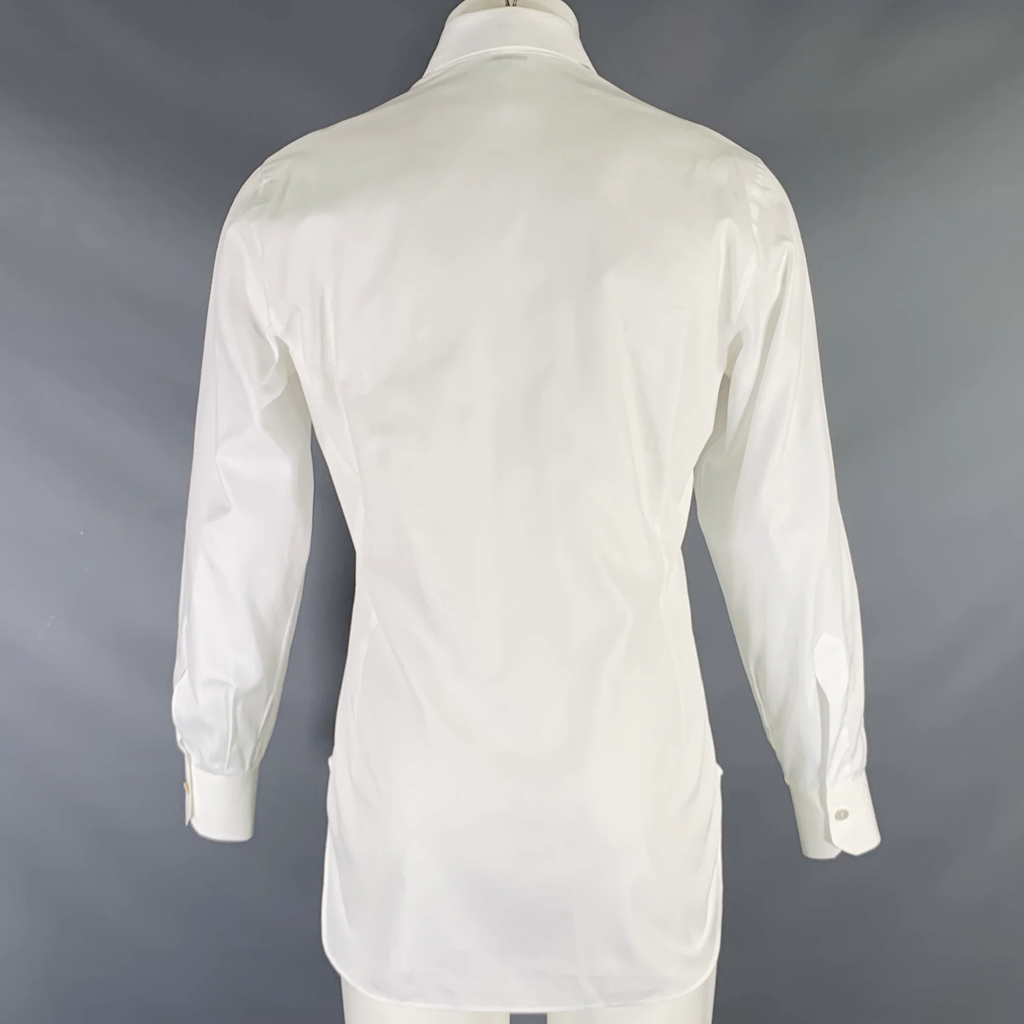 KITON Size S White Cotton Button Up Long Sleeve Shirt - Image 3