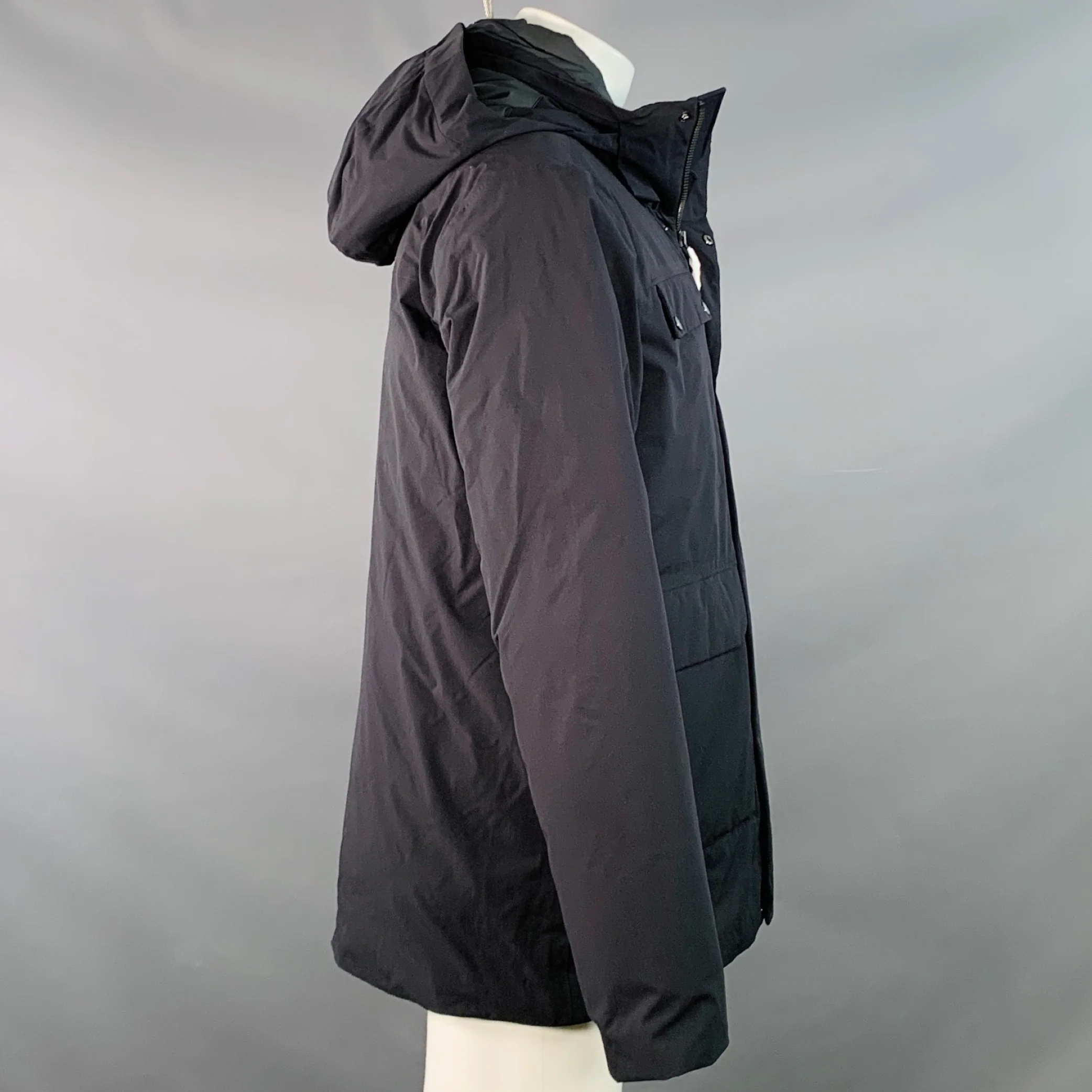 KJUS Size M Gian Black Polyamide Hooded Down Filled Zip Snaps Ski Jacket - Image 4