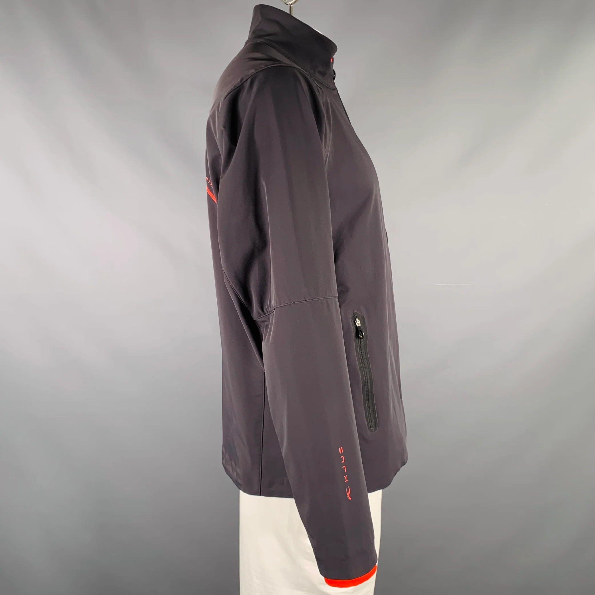 KJUS Size XL Charcoal Grey Nylon Spandex Zip Up Jacket - Image 2
