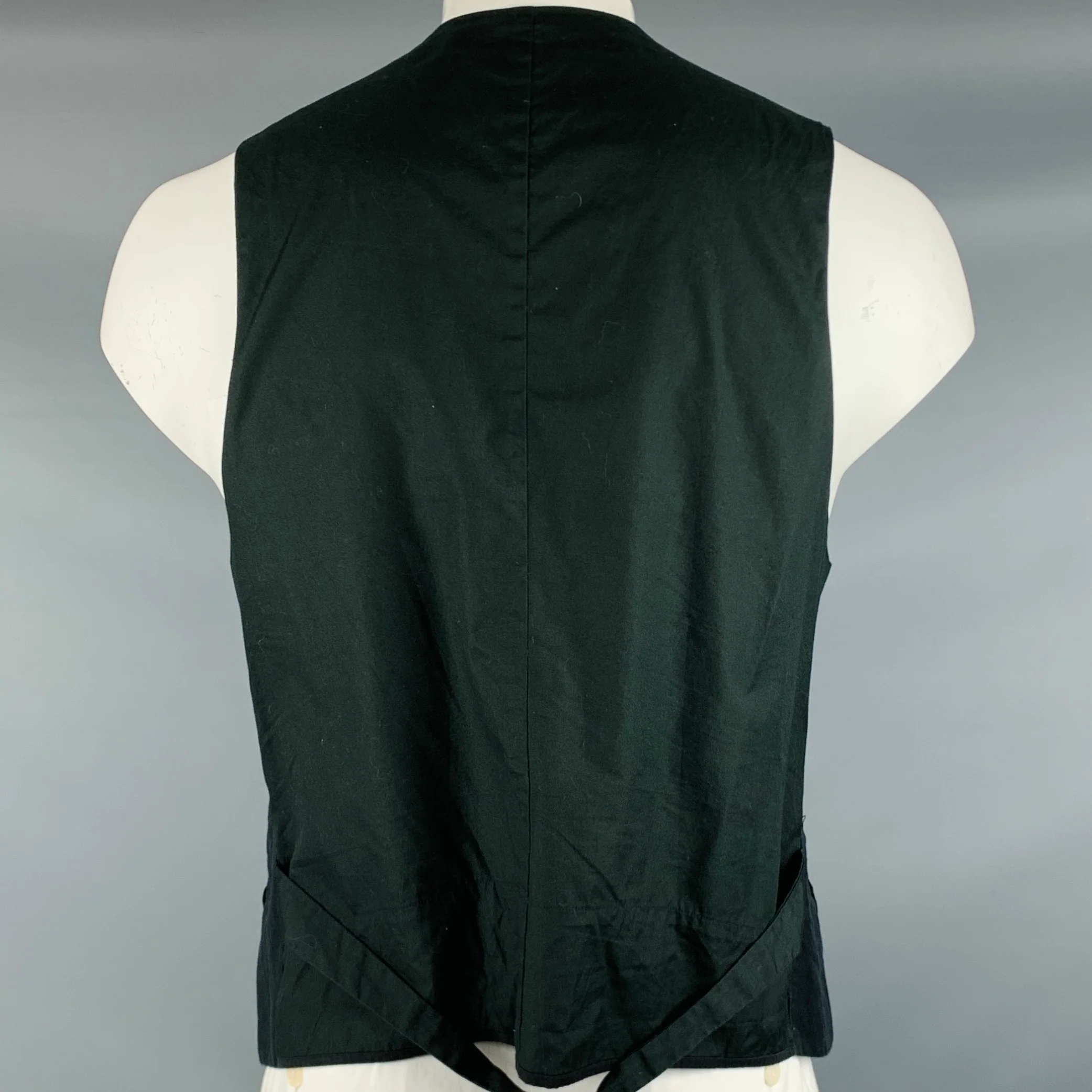 KLASICA Size XL Black Linen Blend Single Breasted Vest - Image 4