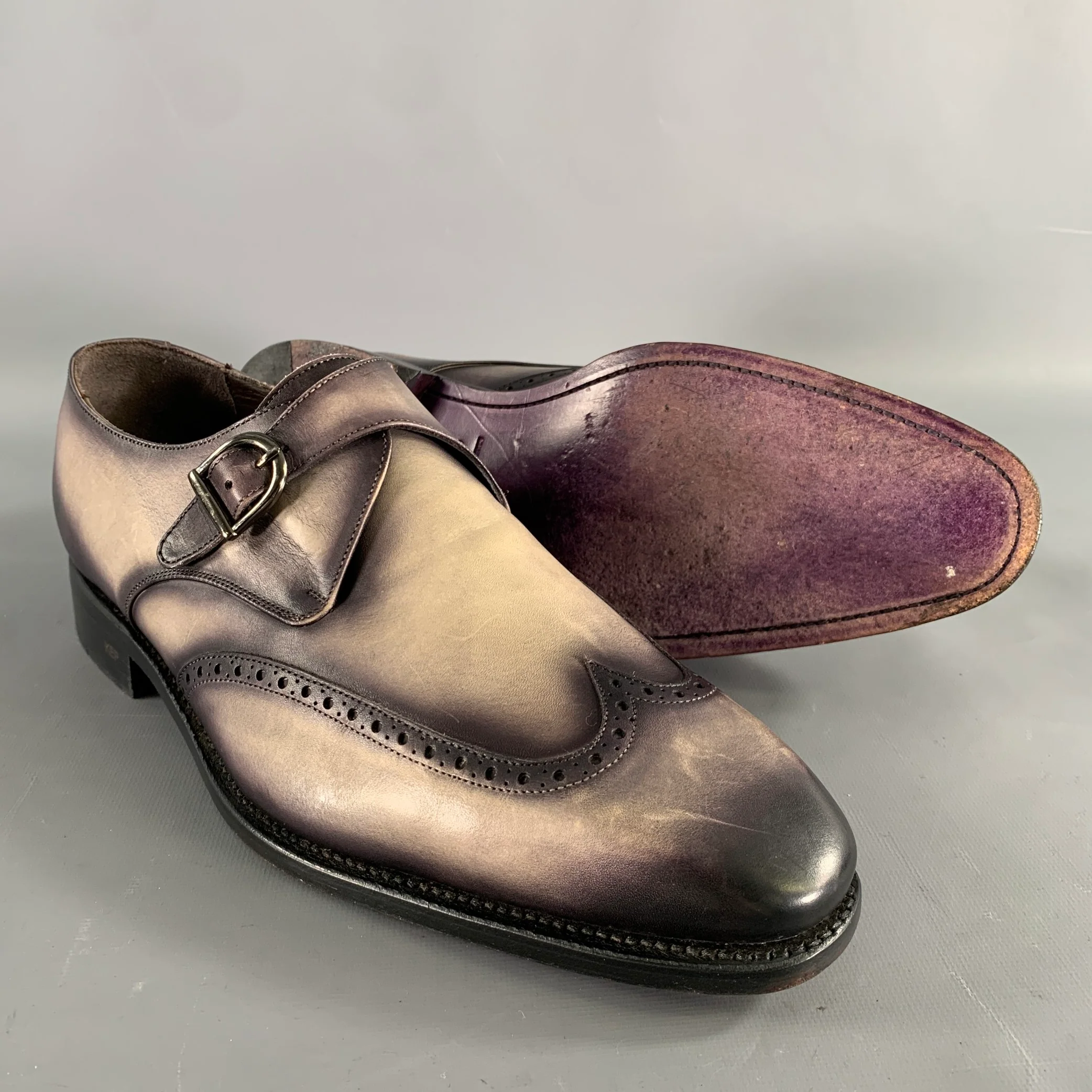 KLEIN EPSTEIN & PARKER Size 12 Grey White Distressed Patent Leather Loafers - Image 5