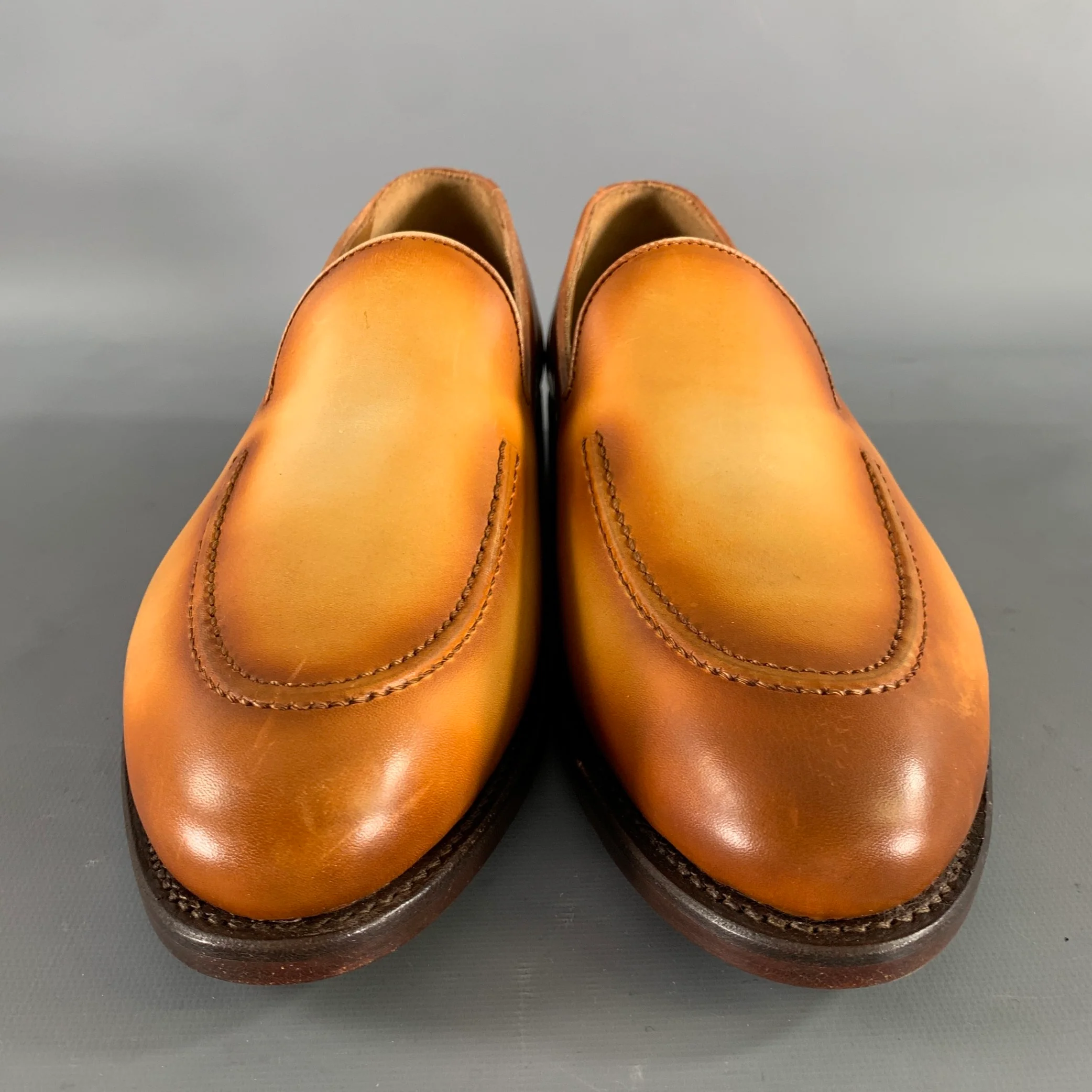 KLEIN EPSTEIN & PARKER Size 9 Brown Tan Distressed Patent Leather Loafers - Image 4