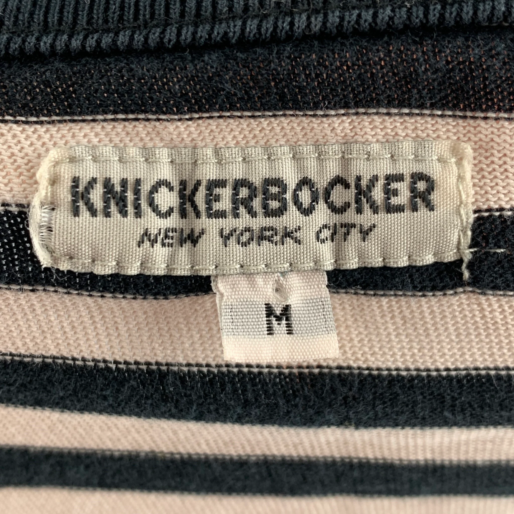 KNICKERBOCKER Size M Black Cream Stripe Cotton Jersey T-shirt - Image 4