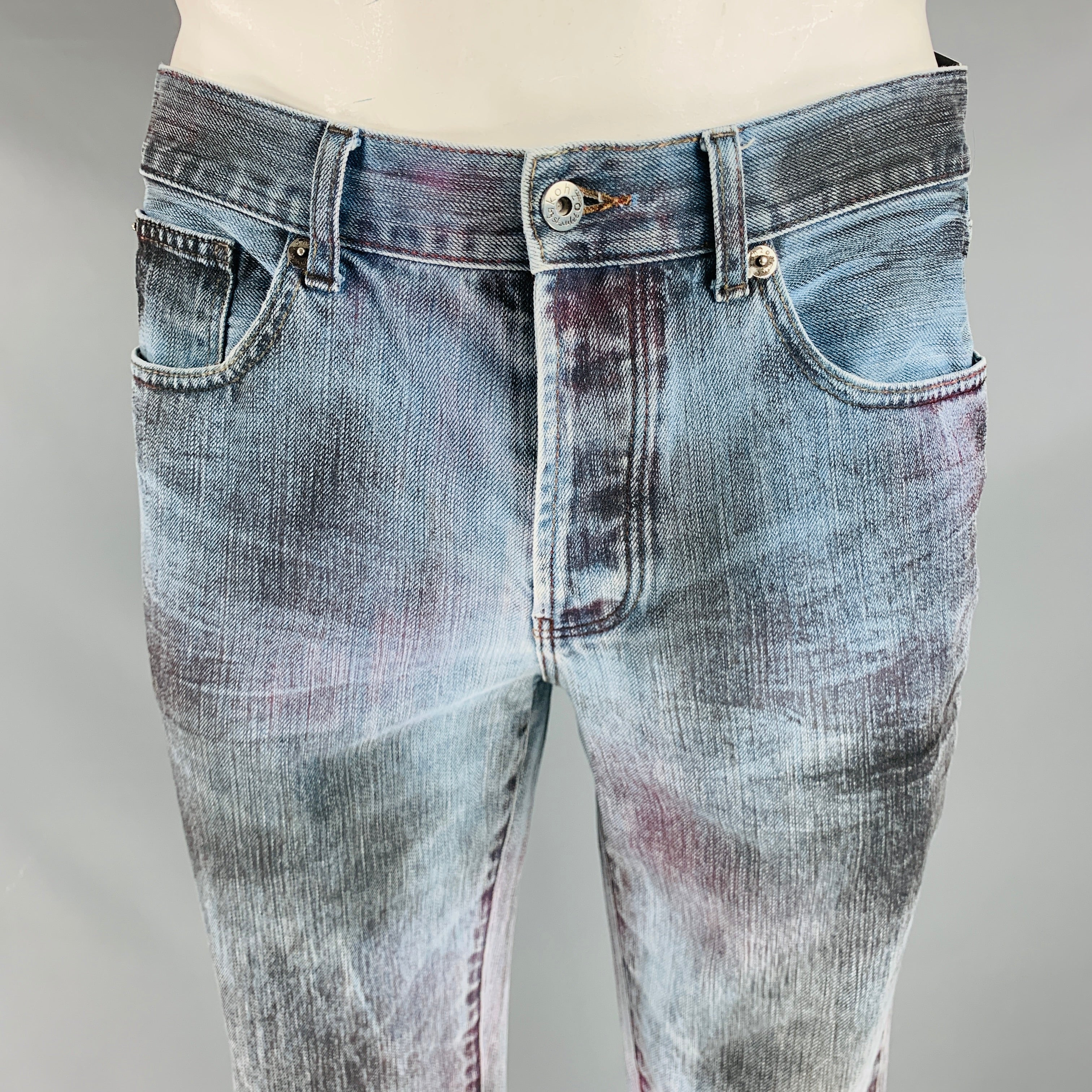 KOhZO DENIM Size 34 Blue Grey Distressed Cotton Jeans - Image 2