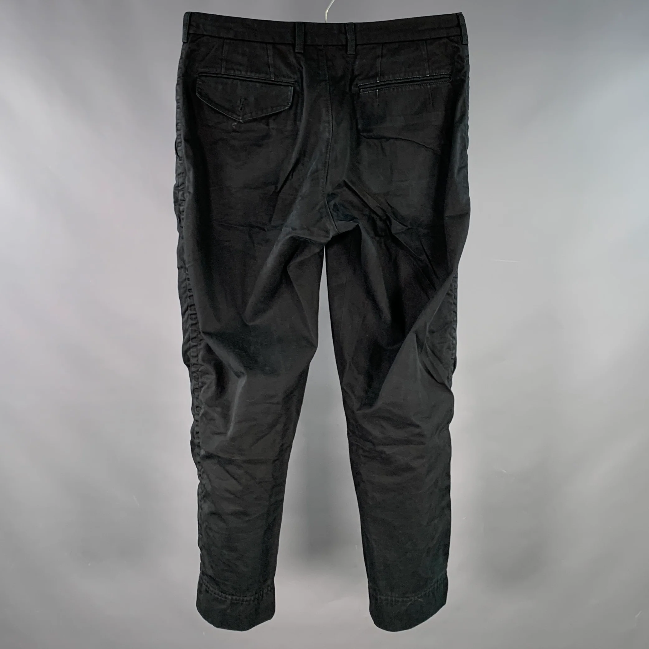 KOLOR Size M Black Cotton Twill Pleated Tapered Casual Pants - Image 2