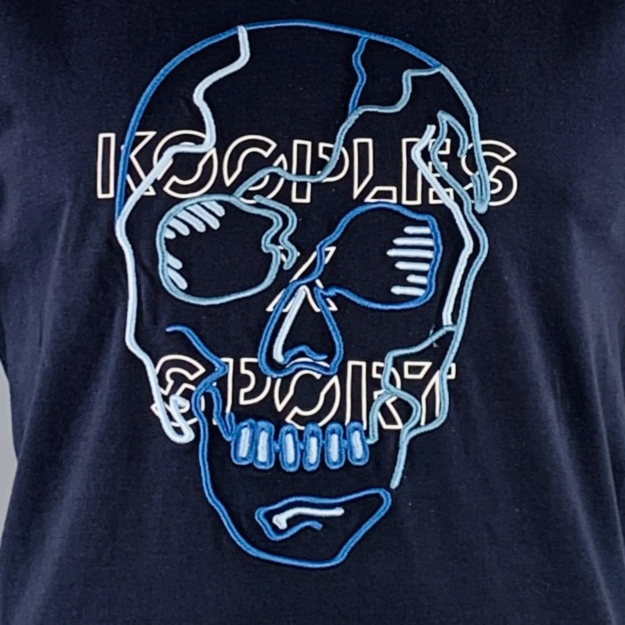 KOOPLES x SPORT Size L Navy Blue White Skull Embroidery Short Sleeve T-shirt - Image 2