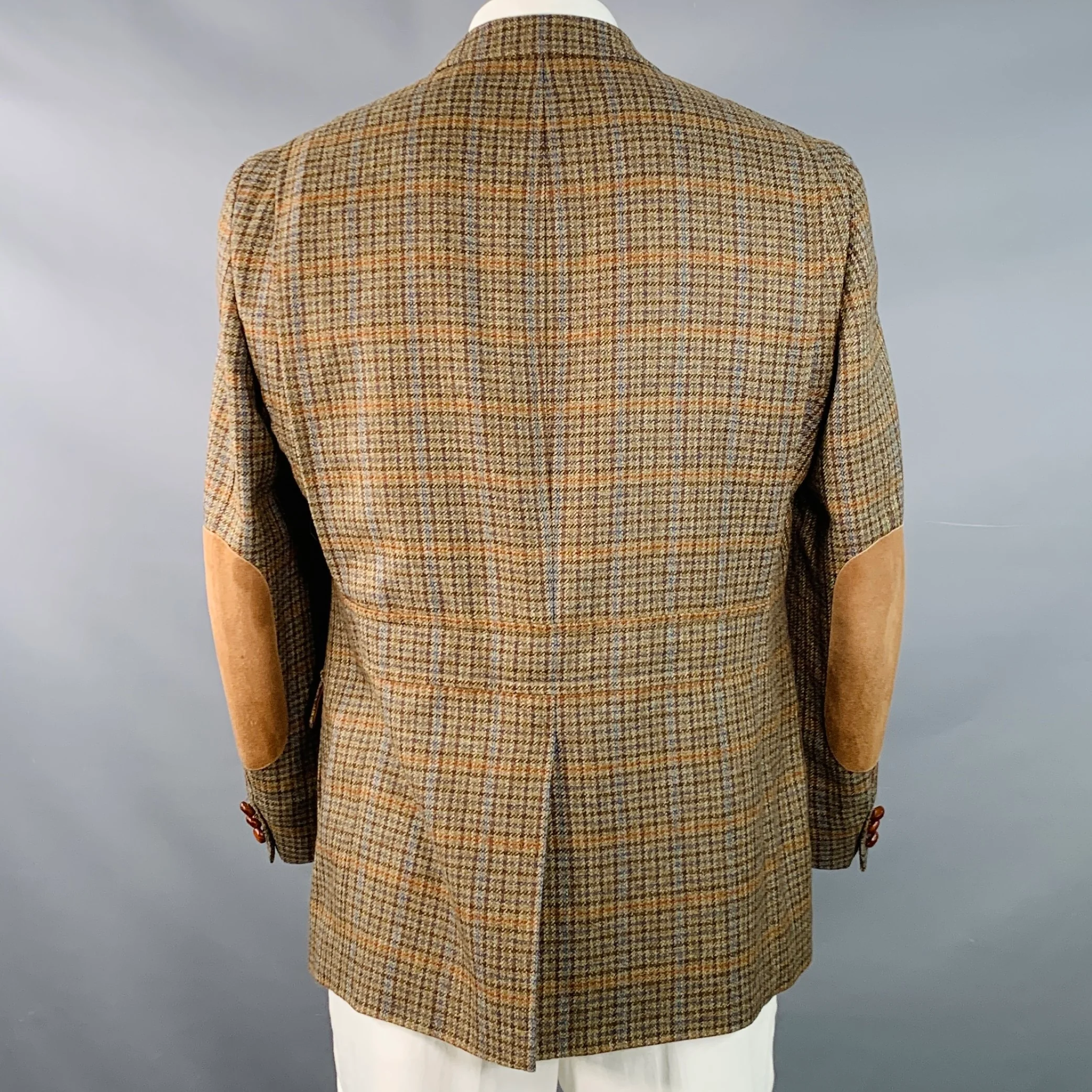 KROON Size 42 Regular Brown Blue Orange Glenplaid Virgin Wool Sport Coat - Image 4