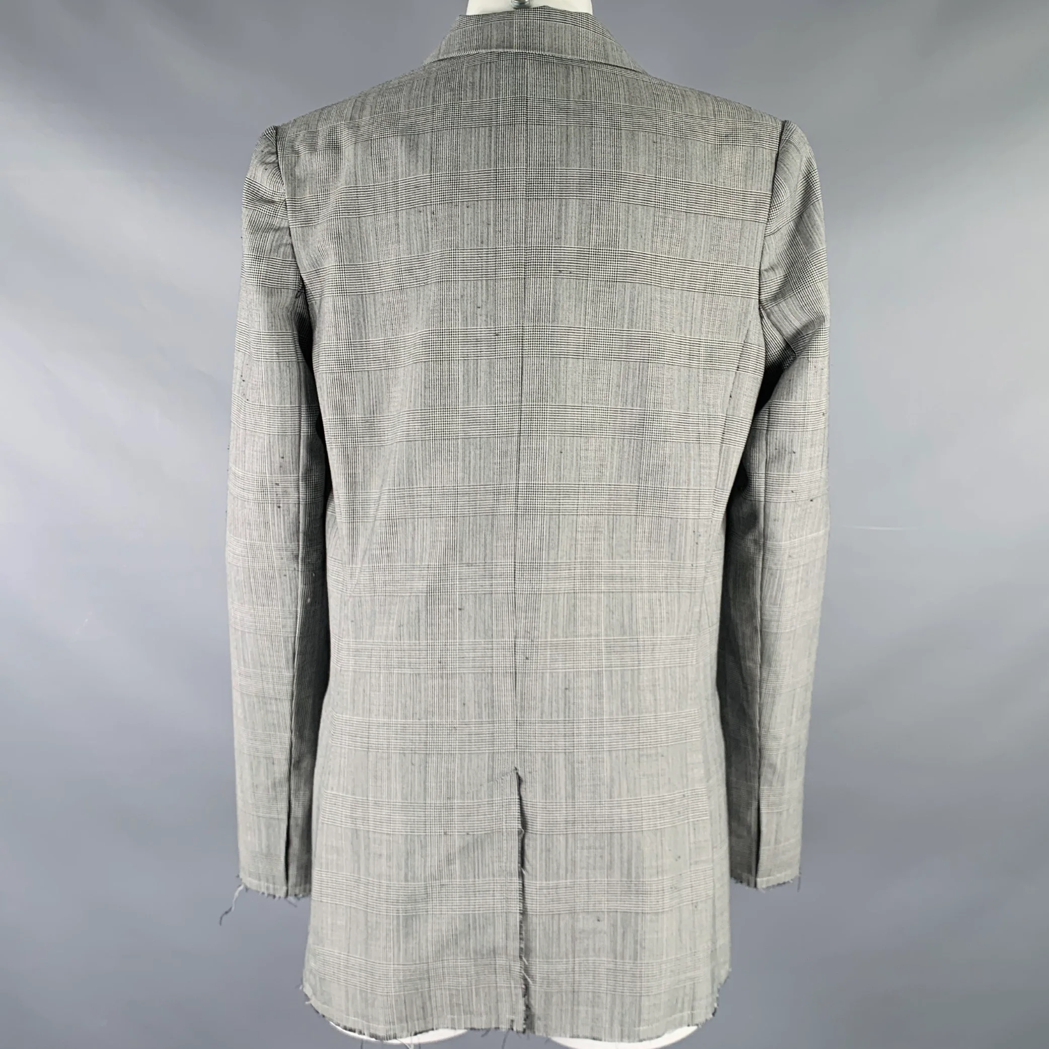 KSUBI Size S Black White Polyester Wool Glen Plaid Blazer - Image 3