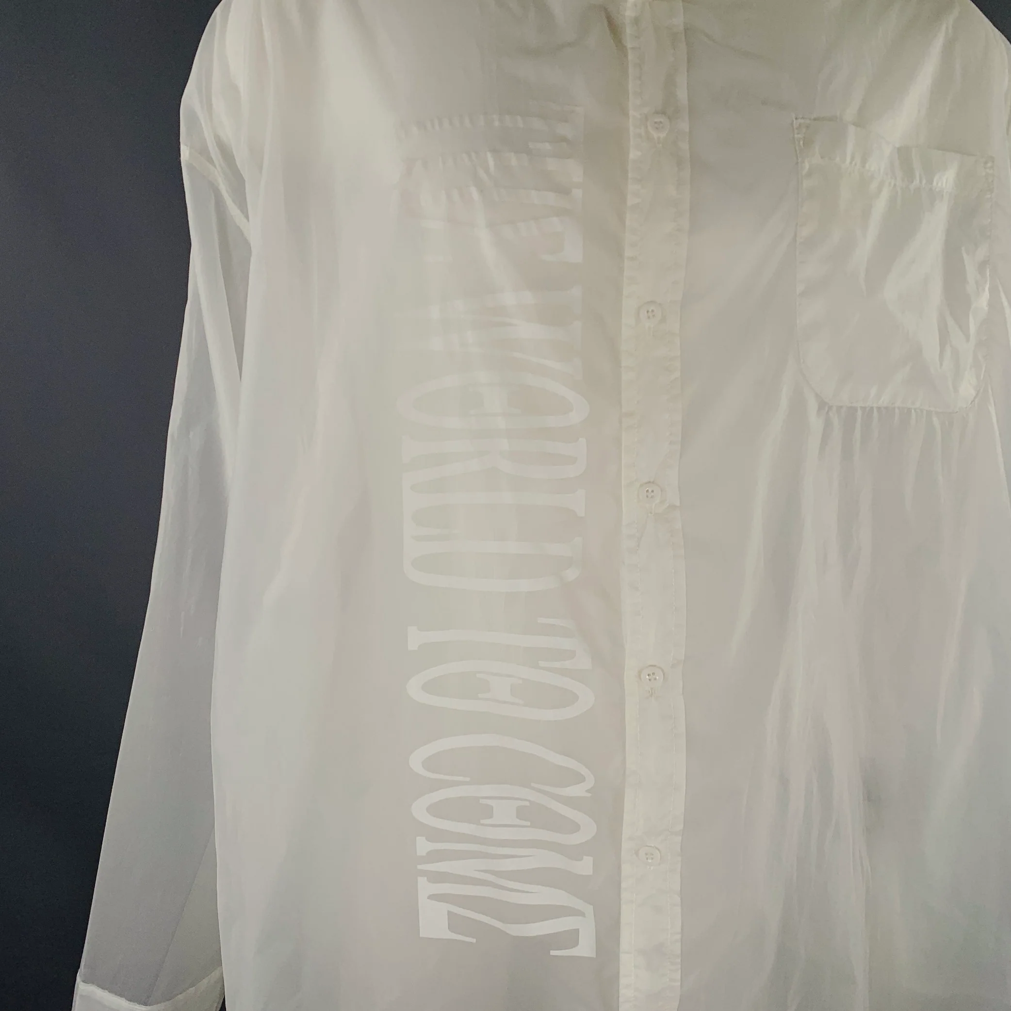 KTZ Size M White Graphic Nylon Button Up Long Sleeve Shirt - Image 2