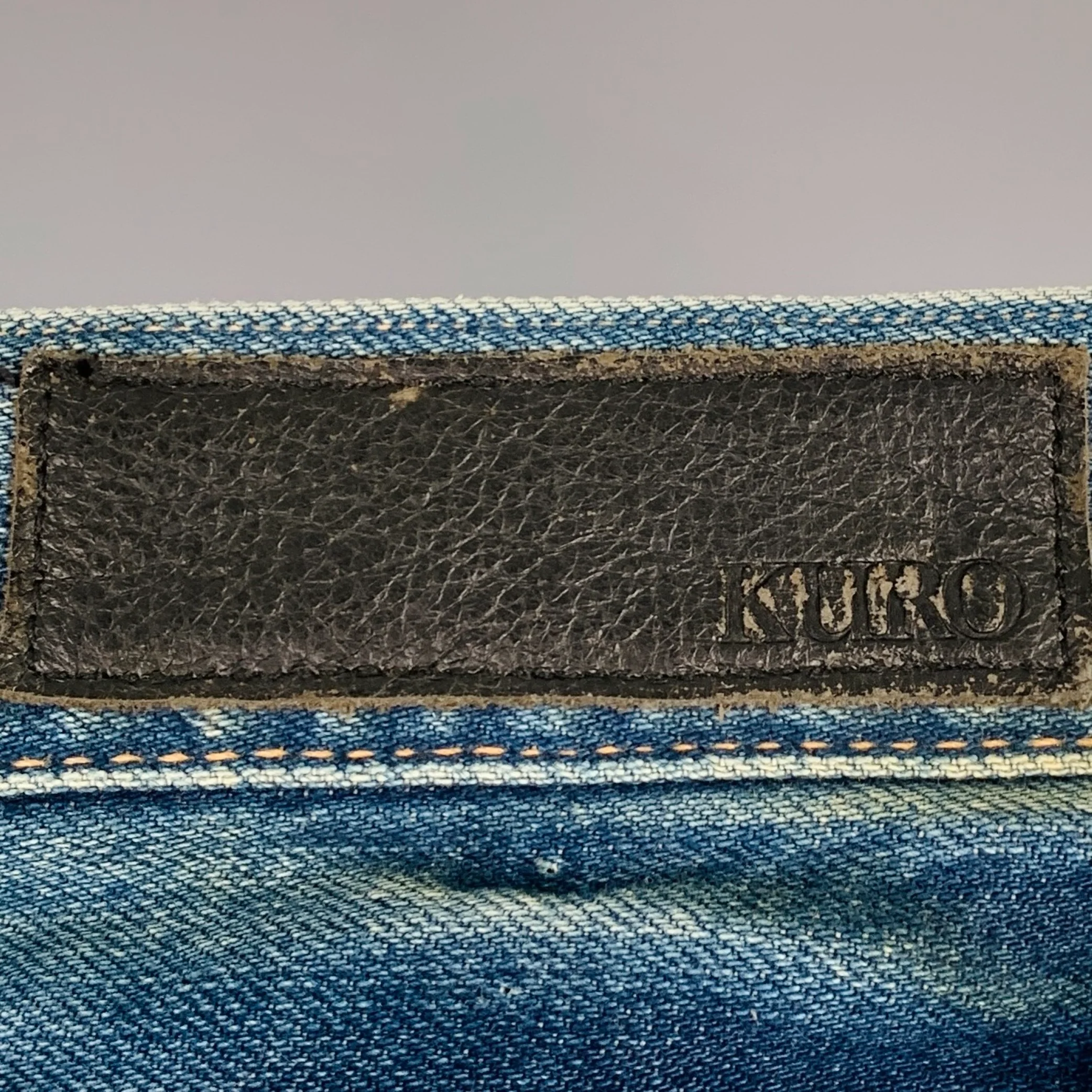KURO Size 29 Graphite Blue Contrast Stitch Cotton Distressed Selvedge Jeans - Image 5