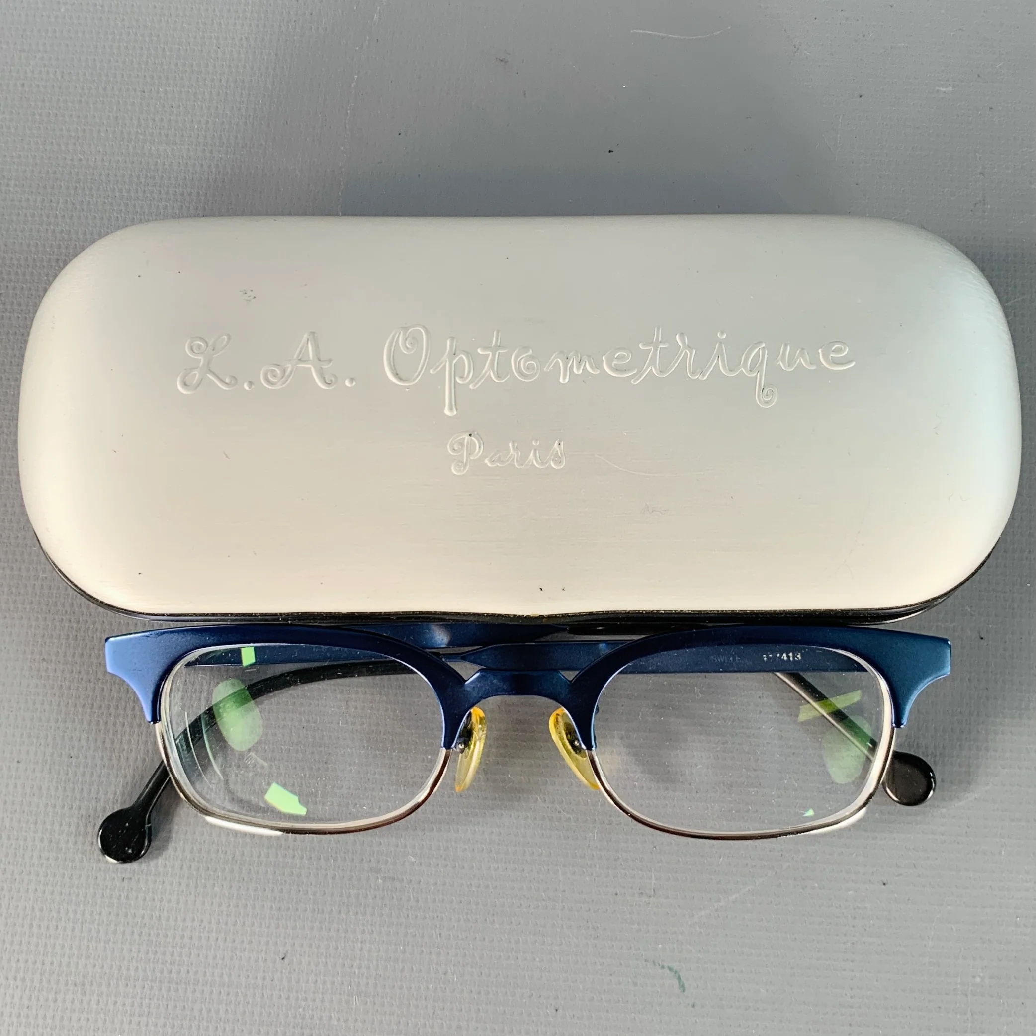 L.A.EYEWORKS Swell Blue Black Metal Semi Rimless Glasses Frames - Image 7