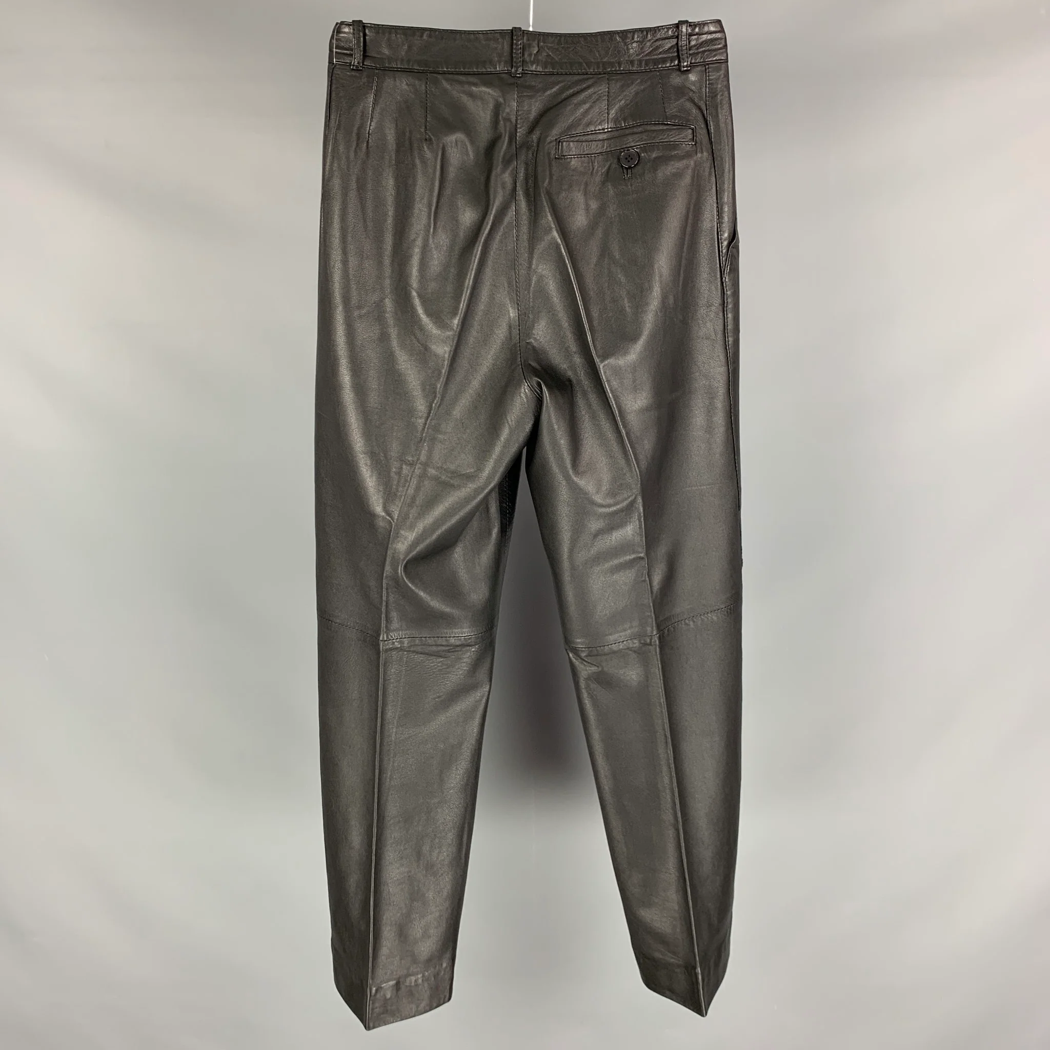 L.ALVEAR Size 30 Black Leather Casual Pants - Image 2