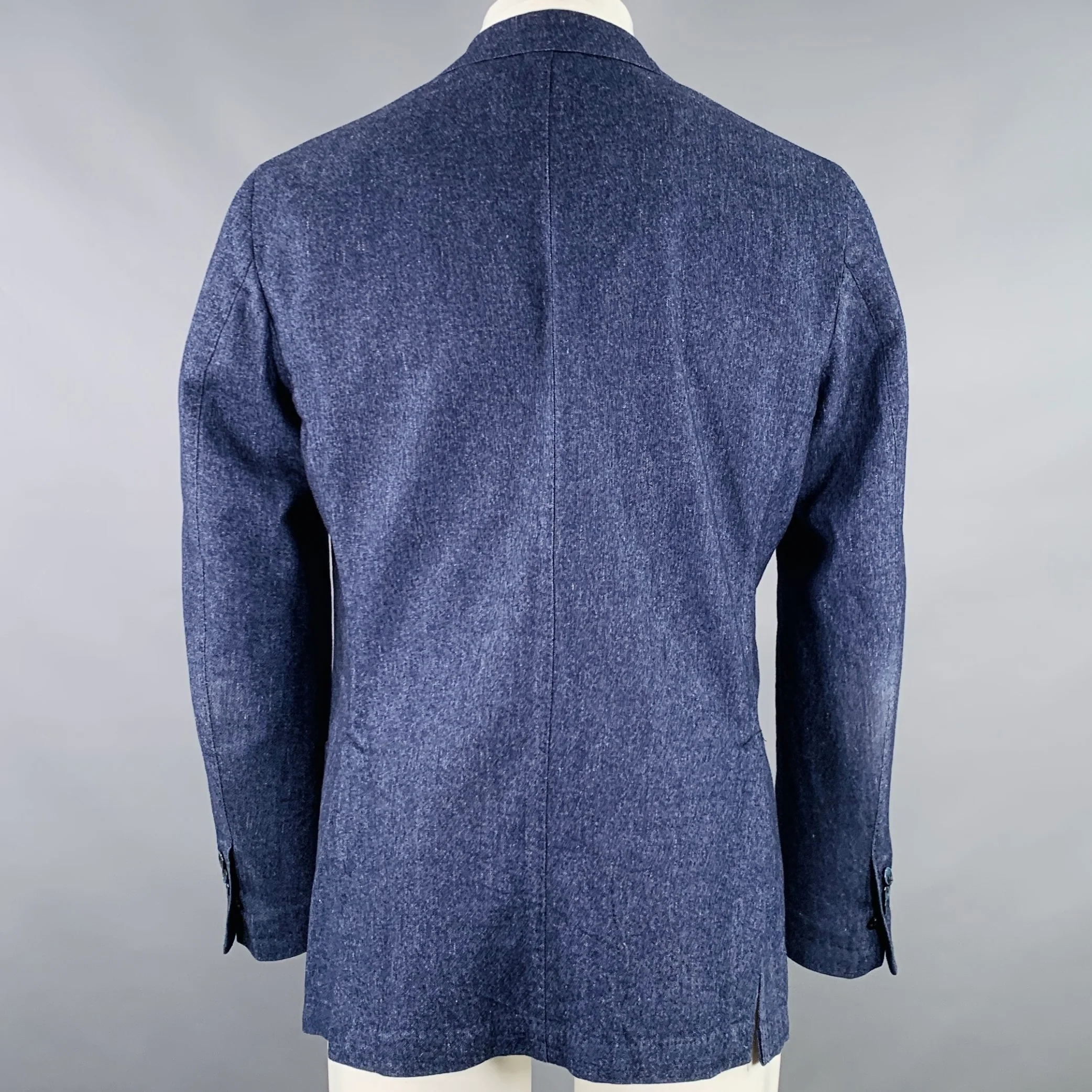 L.B.M. 1911 Size 40 Blue Wool Blend Single Breasted Sport Coat - Image 3