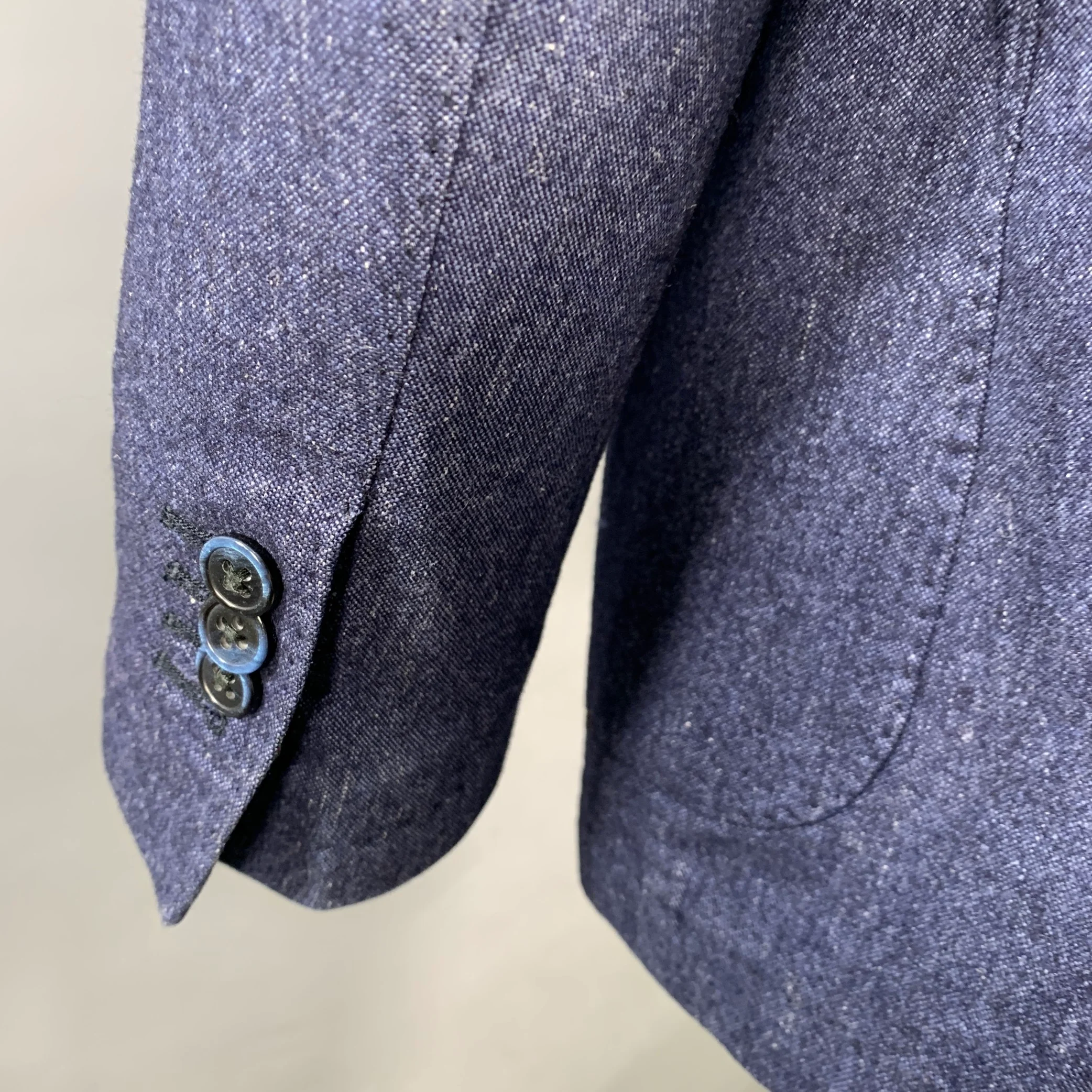 L.B.M. 1911 Size 40 Blue Wool Blend Single Breasted Sport Coat - Image 4