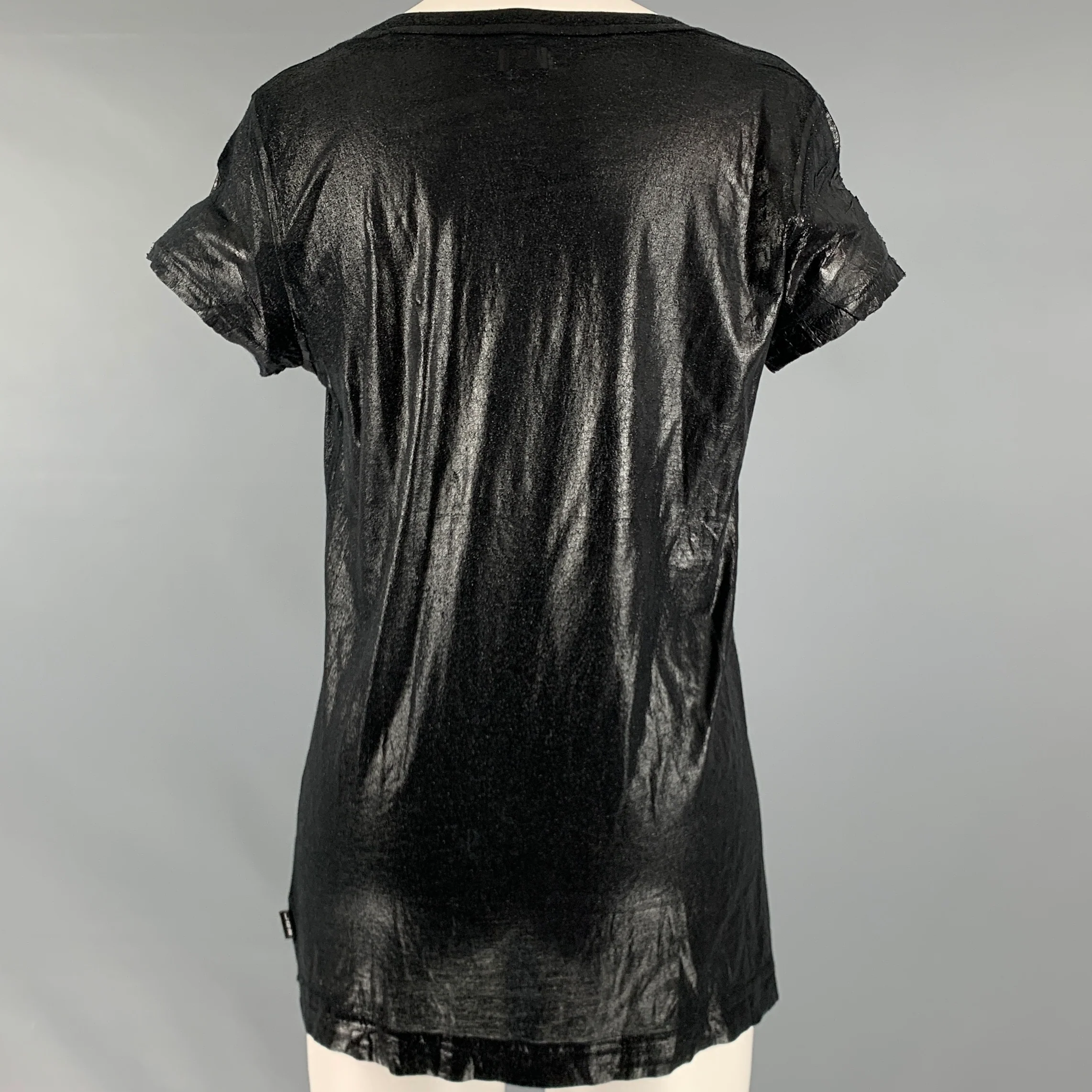 L.G.B Size S Black Cotton Polyester Shiny Short Sleeve Casual Top - Image 3