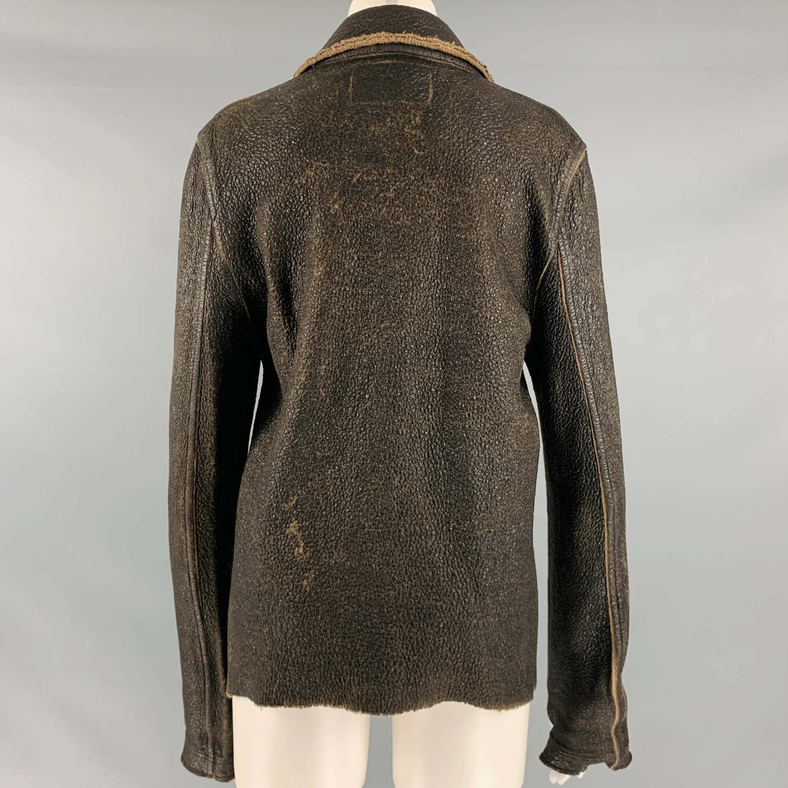 L.G.B Size S Brown Tan Cotton Shawl Collar Jacket - Image 3