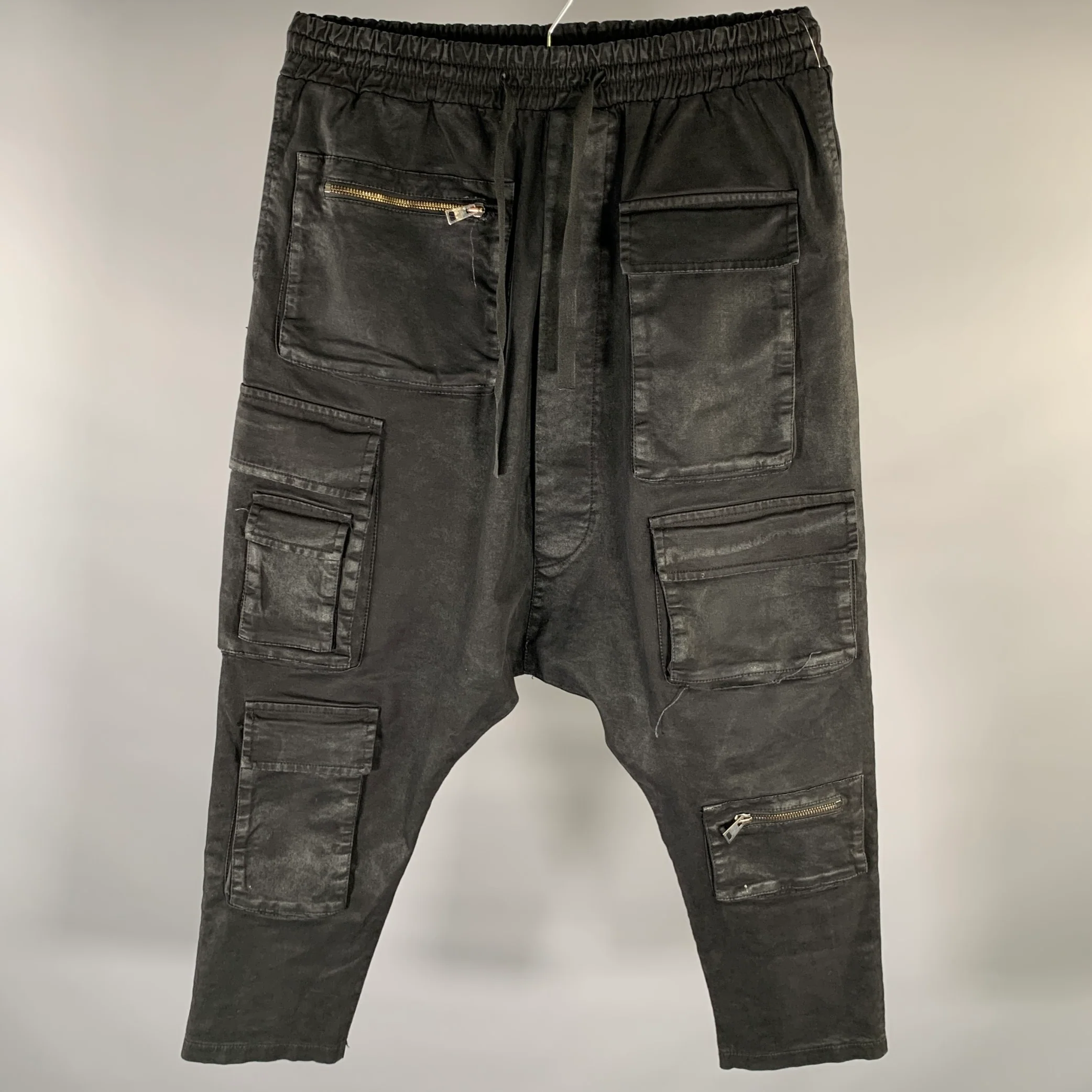 LA HAINE Size S Black Cotton Blend Drop Crotch Casual Pants