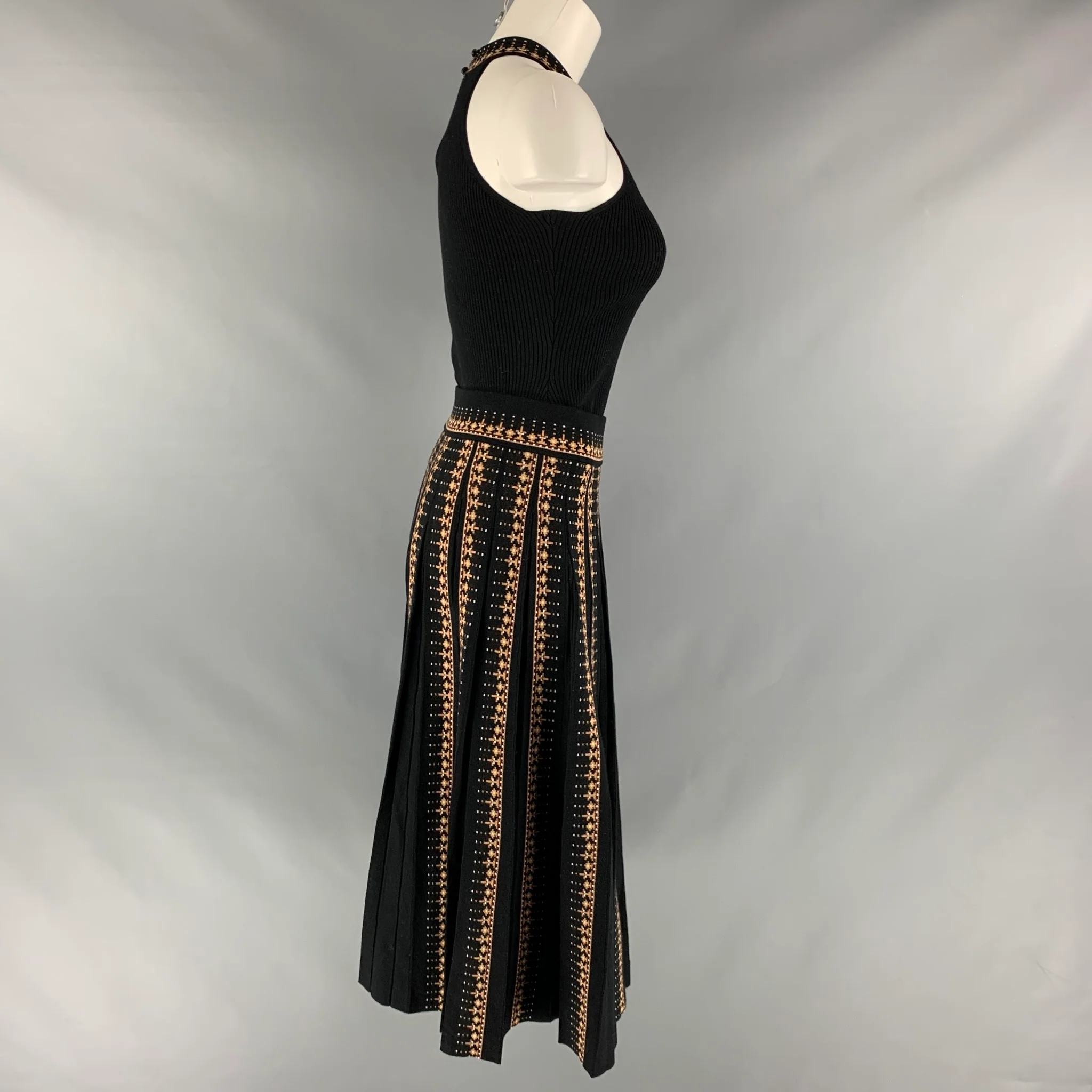 LA MAILLE SEZANE Size S Black Beige Viscose Polyester Abstract Sets - Image 3