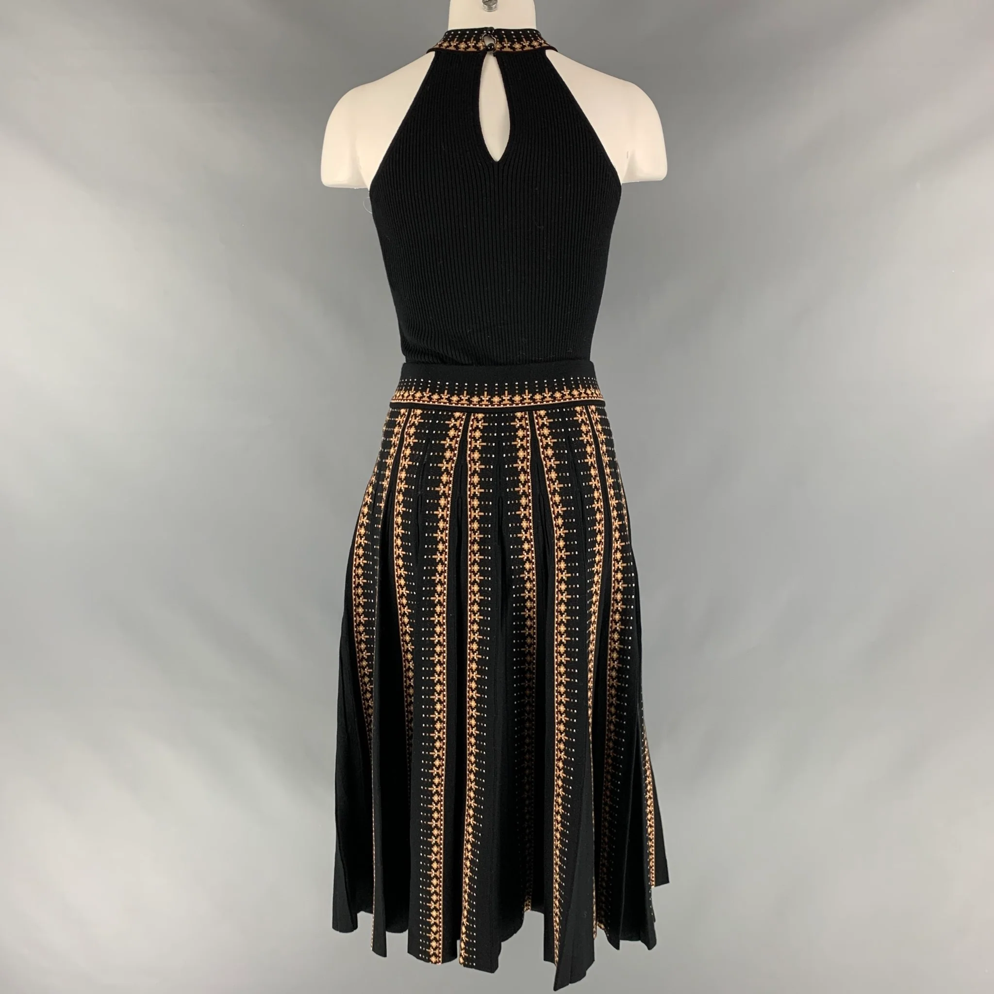 LA MAILLE SEZANE Size S Black Beige Viscose Polyester Abstract Sets - Image 4