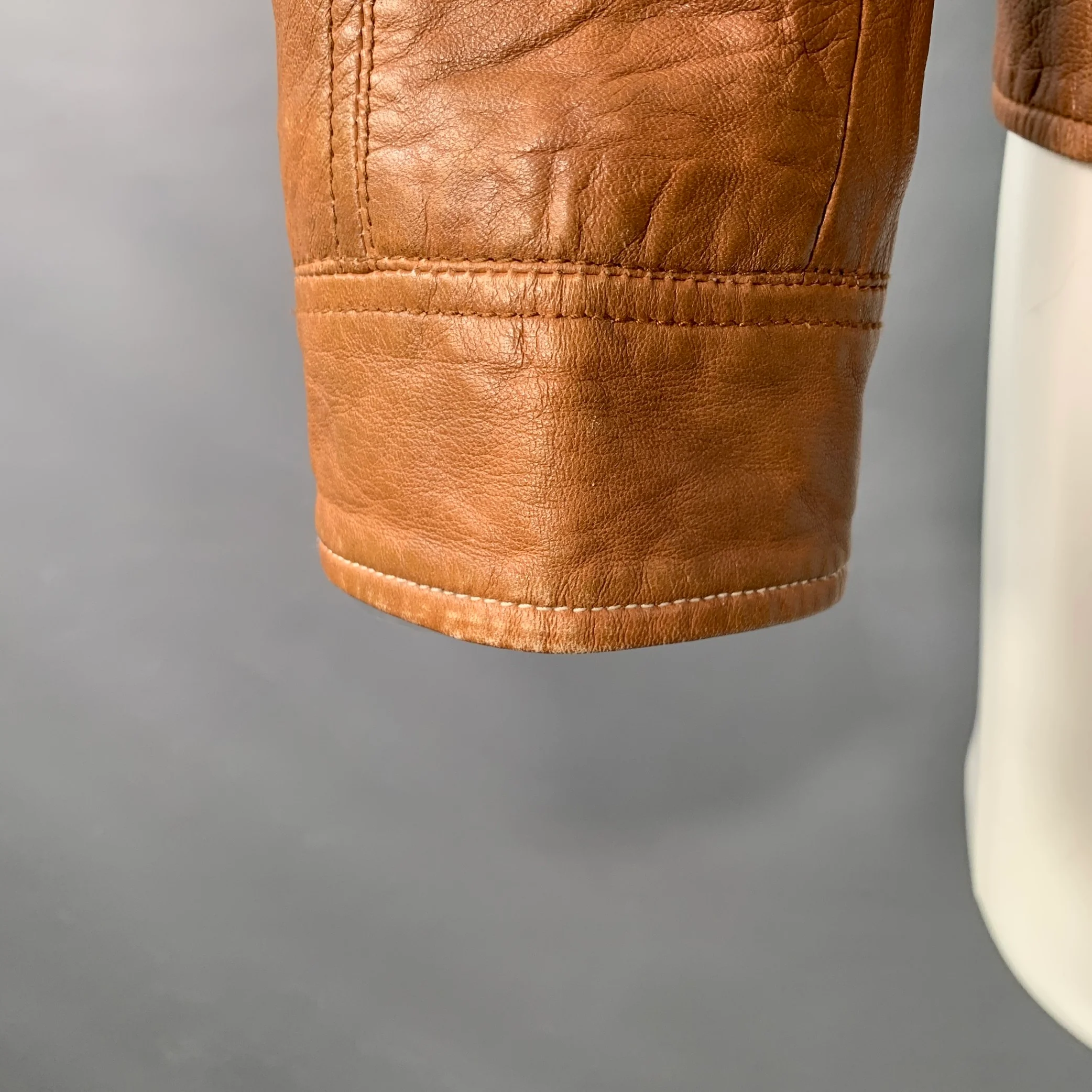 LA MARQUE COLLECTION Size M Camel Leather Zip Up Jacket - Image 5