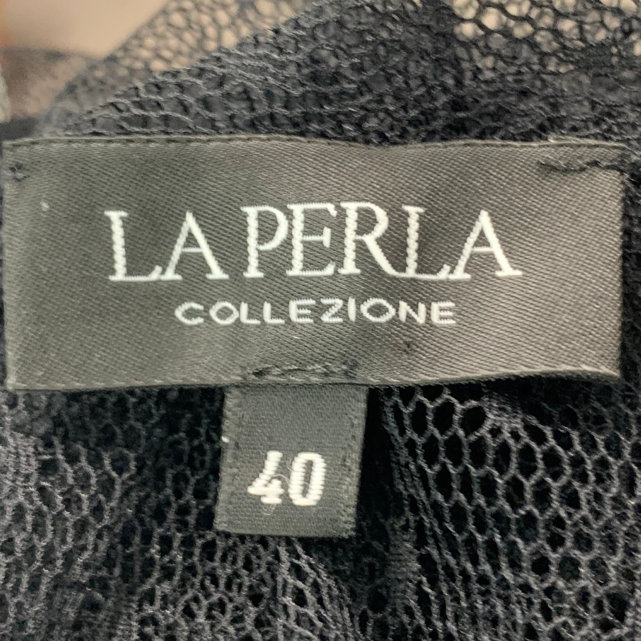 LA PERLA COLLEZIONE Size 4 Black Nylon Mesh Bow Blouse - Image 4