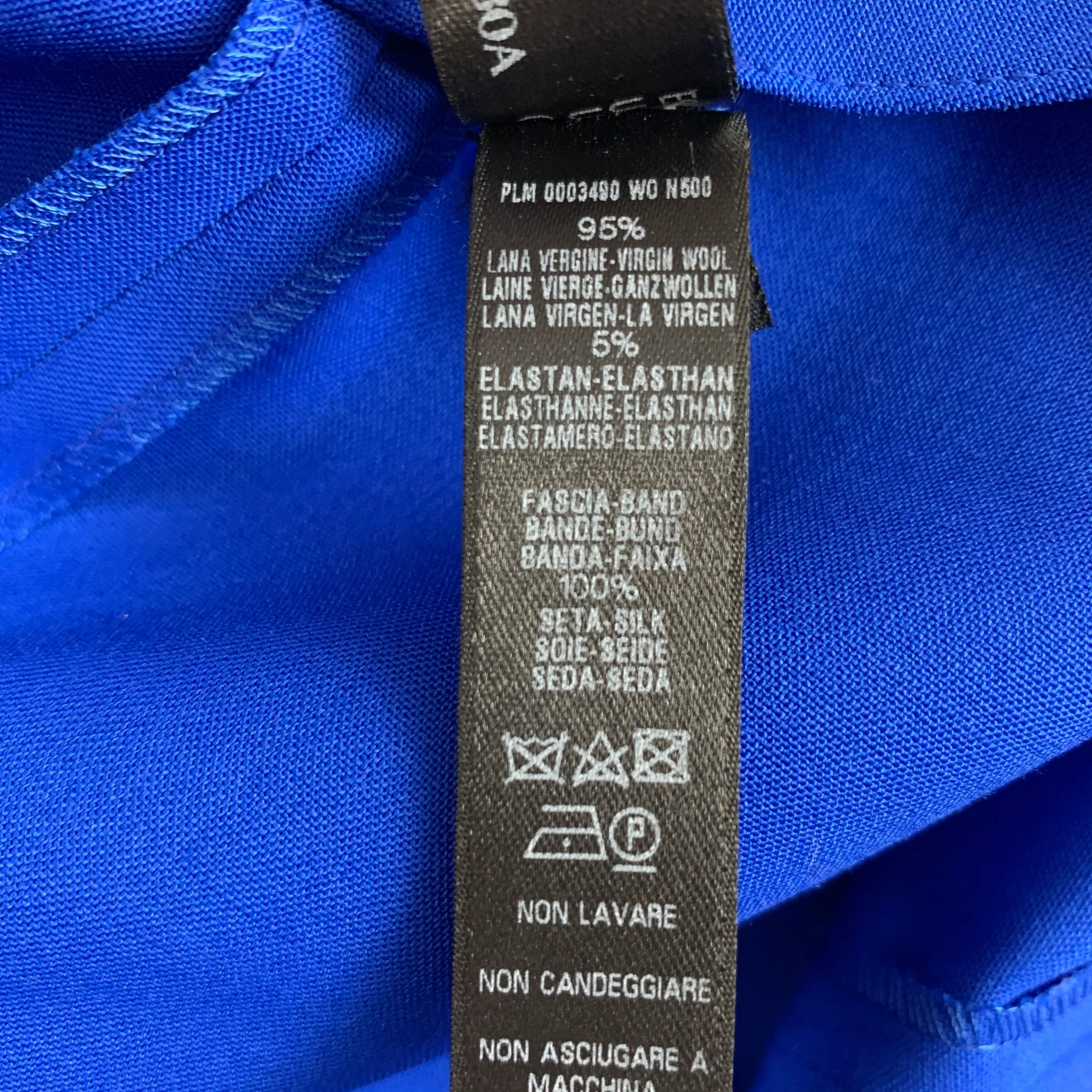 LA PERLA Size 2 Blue Cobalt Virgin Wool Blend Narrow leg Dress Pants - Image 4