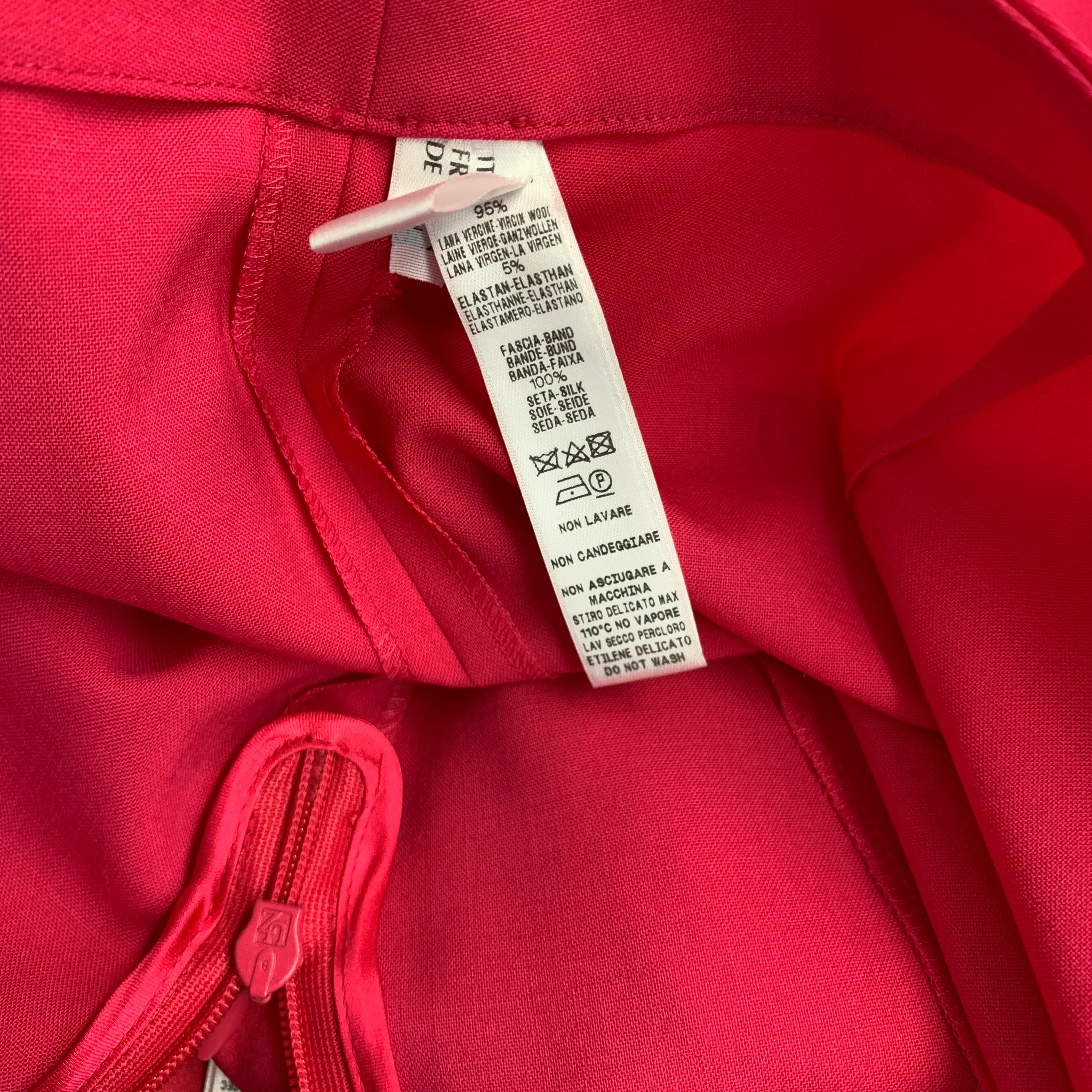 LA PERLA Size 4 Pink Fuchsia Wool Eastane Double Breasted Pants Suit - Image 11