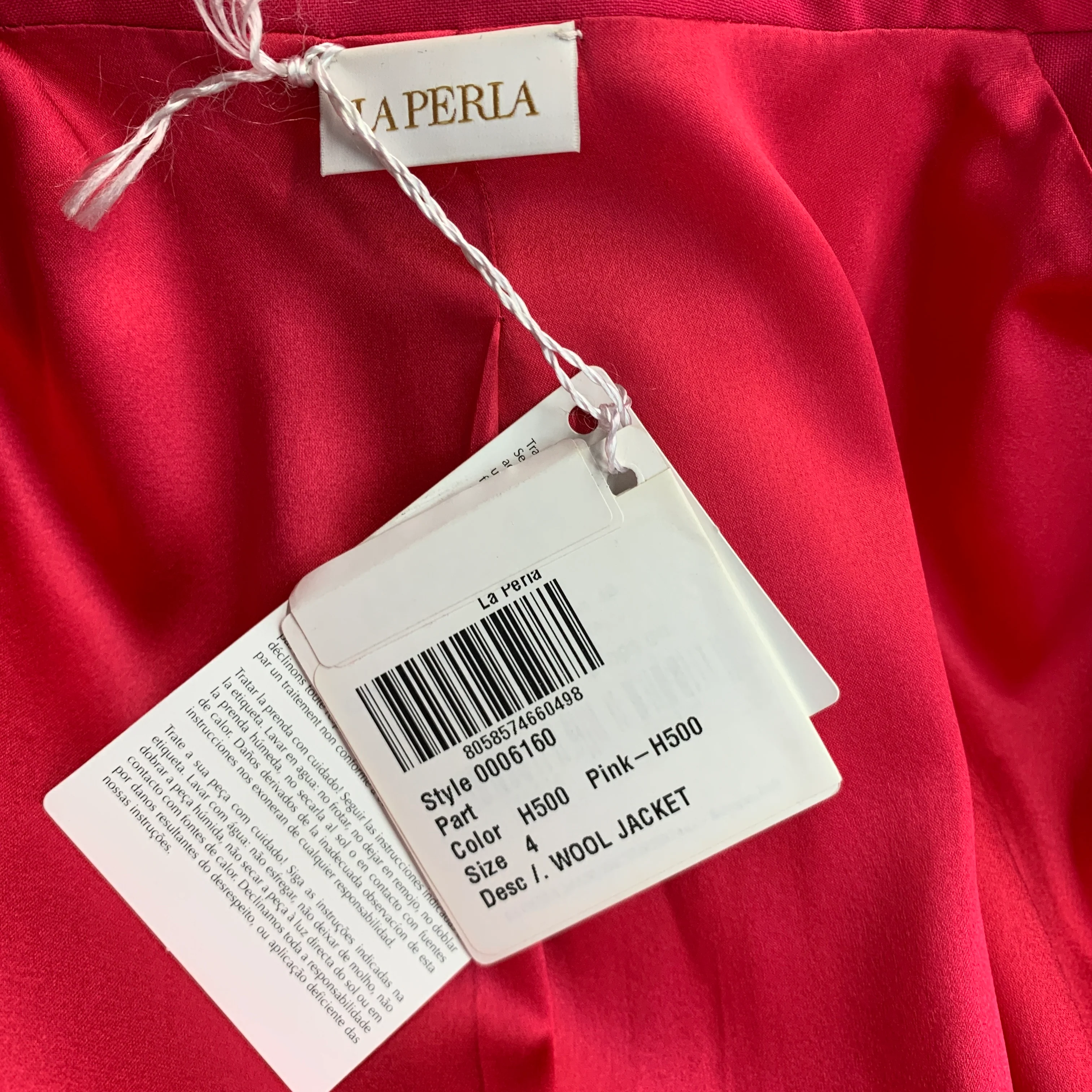 LA PERLA Size 4 Pink Fuchsia Wool Eastane Double Breasted Pants Suit - Image 9