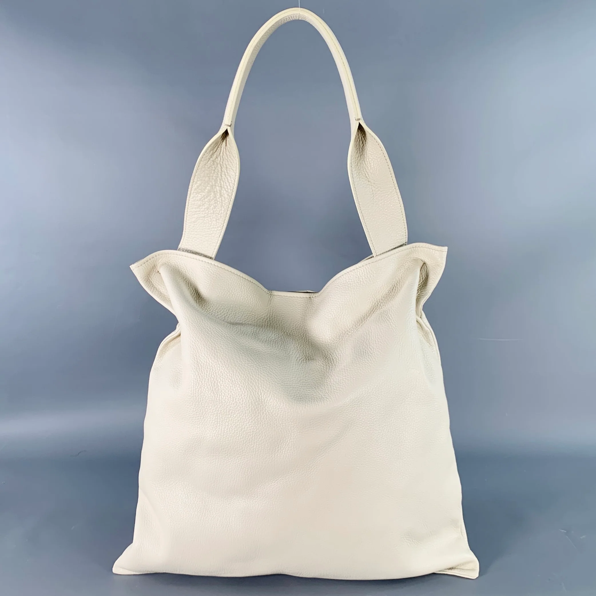 LABONIN Beige Stone Pebble Grain Leather Tote Bag
