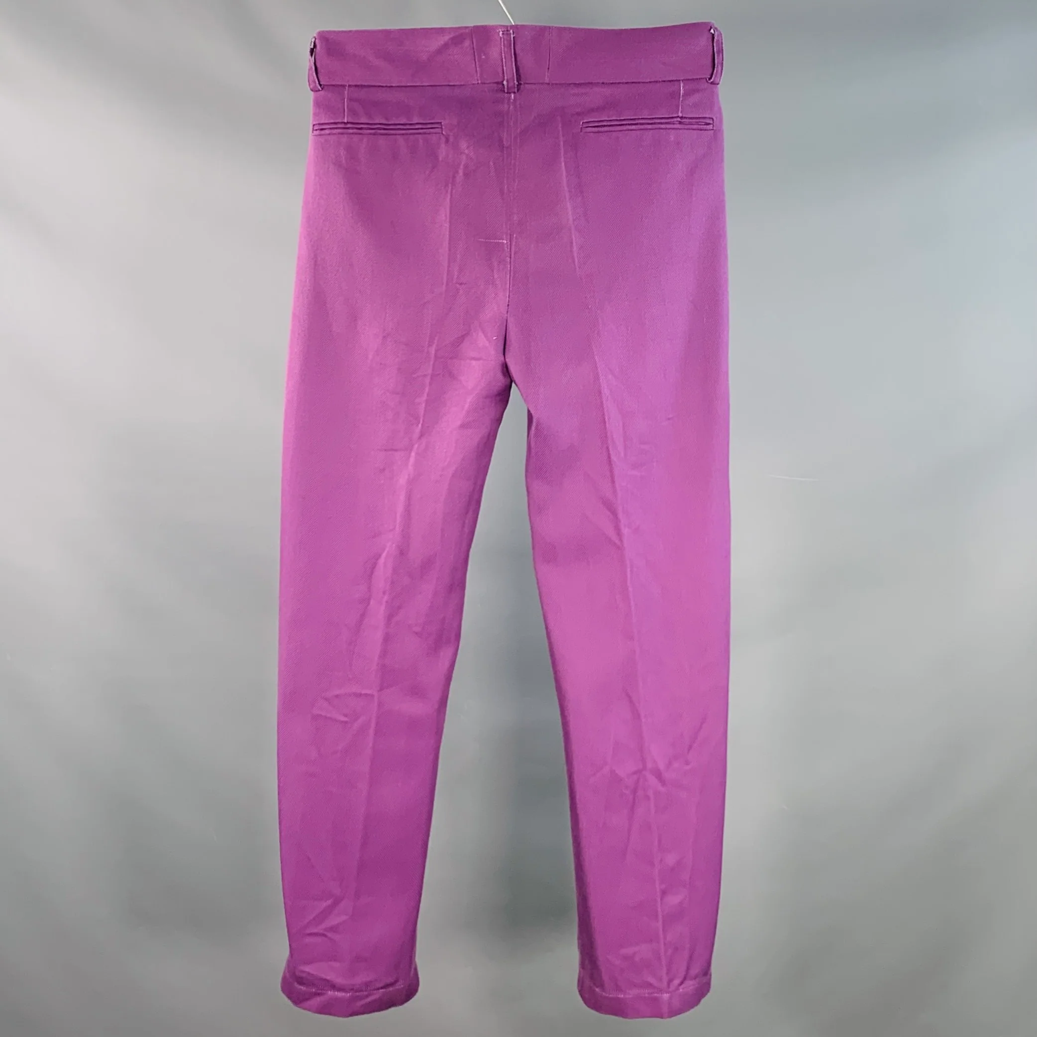 LABRUM Size 32 Purple Polyester Herringbone Pleated Dress Pants - Image 4